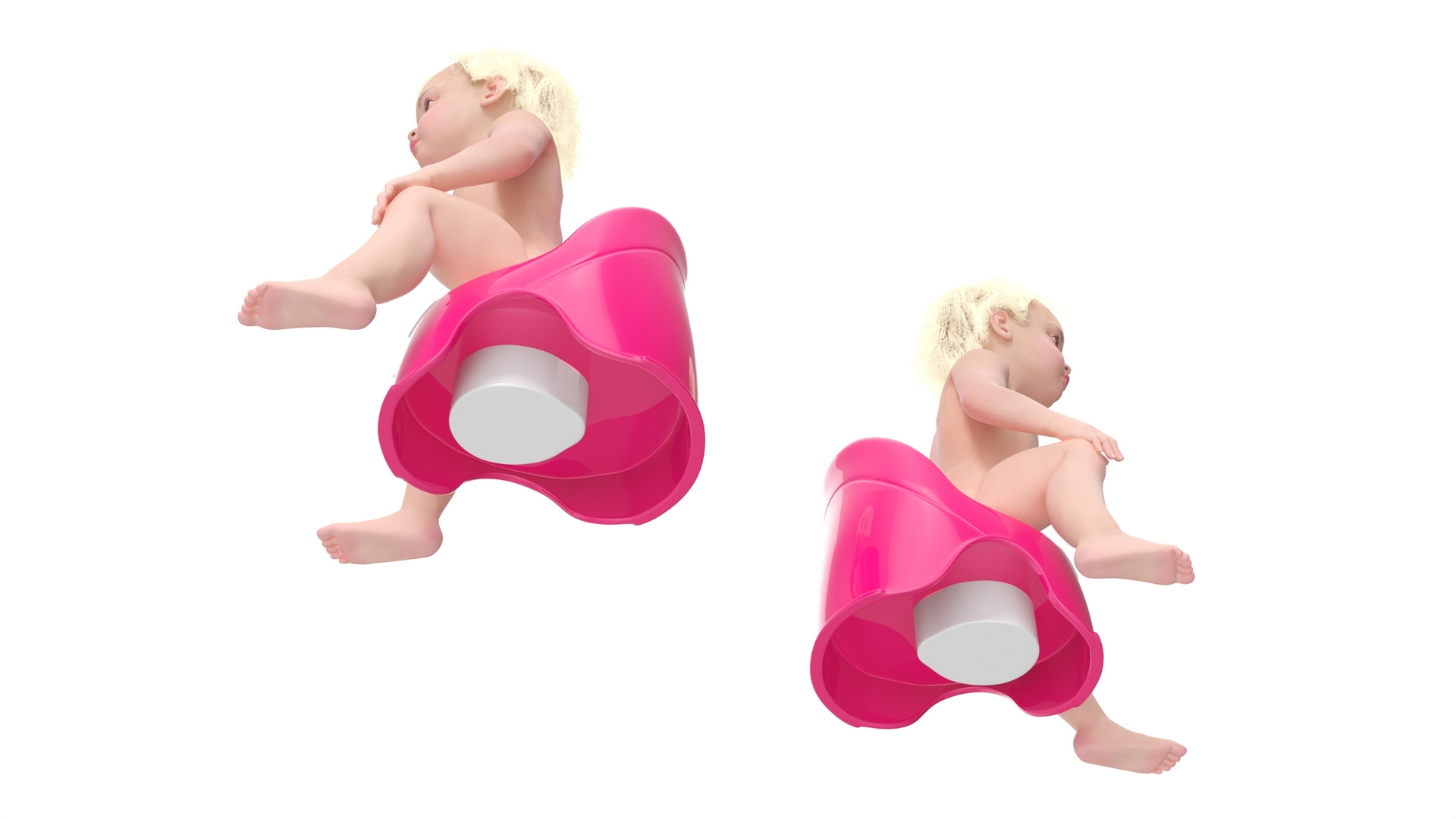 3D Toddler Girl on Potty