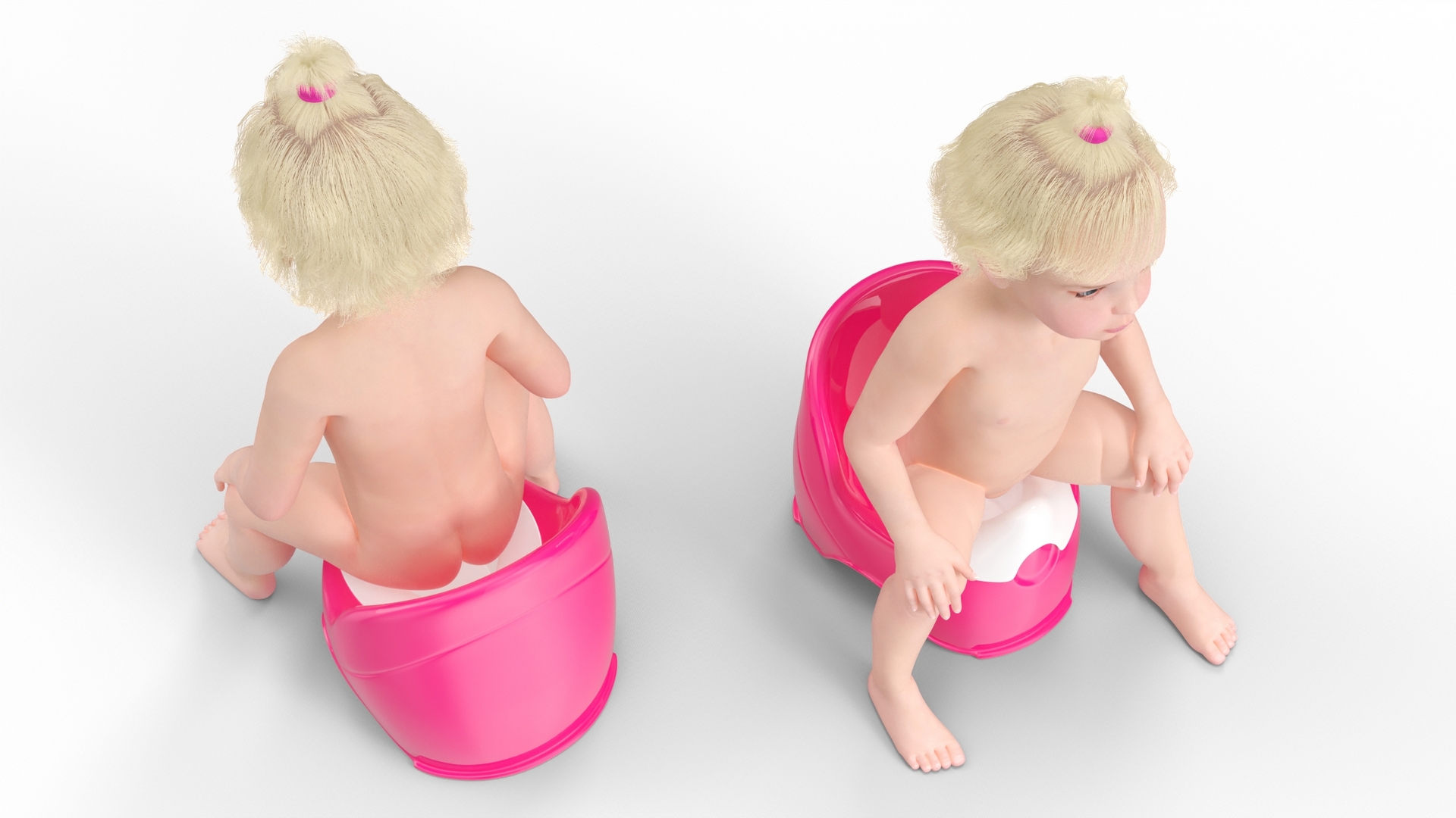 3D Toddler Girl on Potty