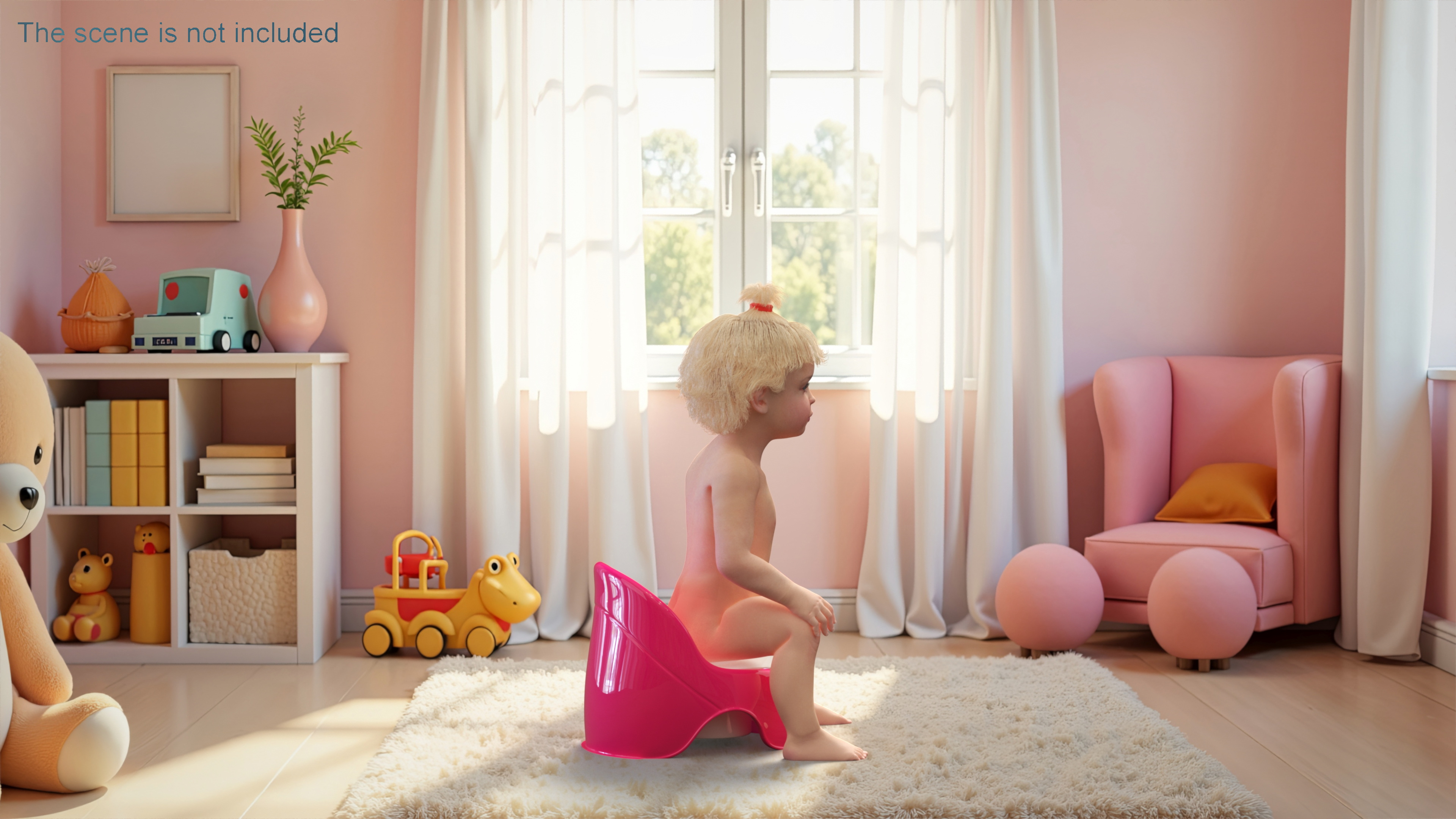 3D Toddler Girl on Potty