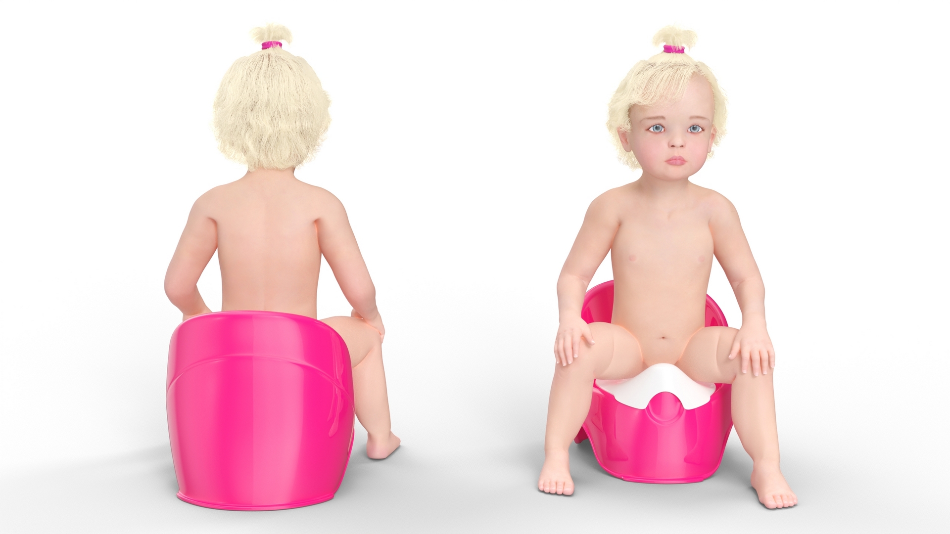 3D Toddler Girl on Potty