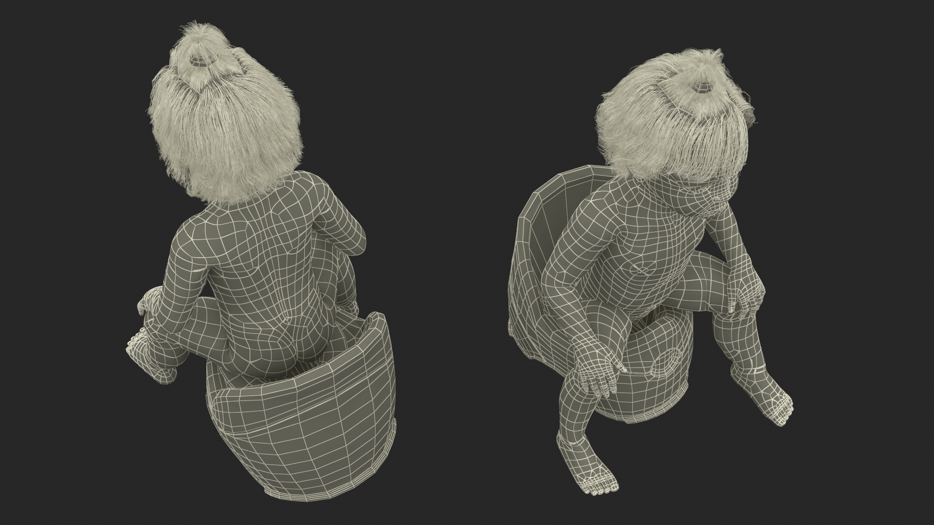 3D Toddler Girl on Potty