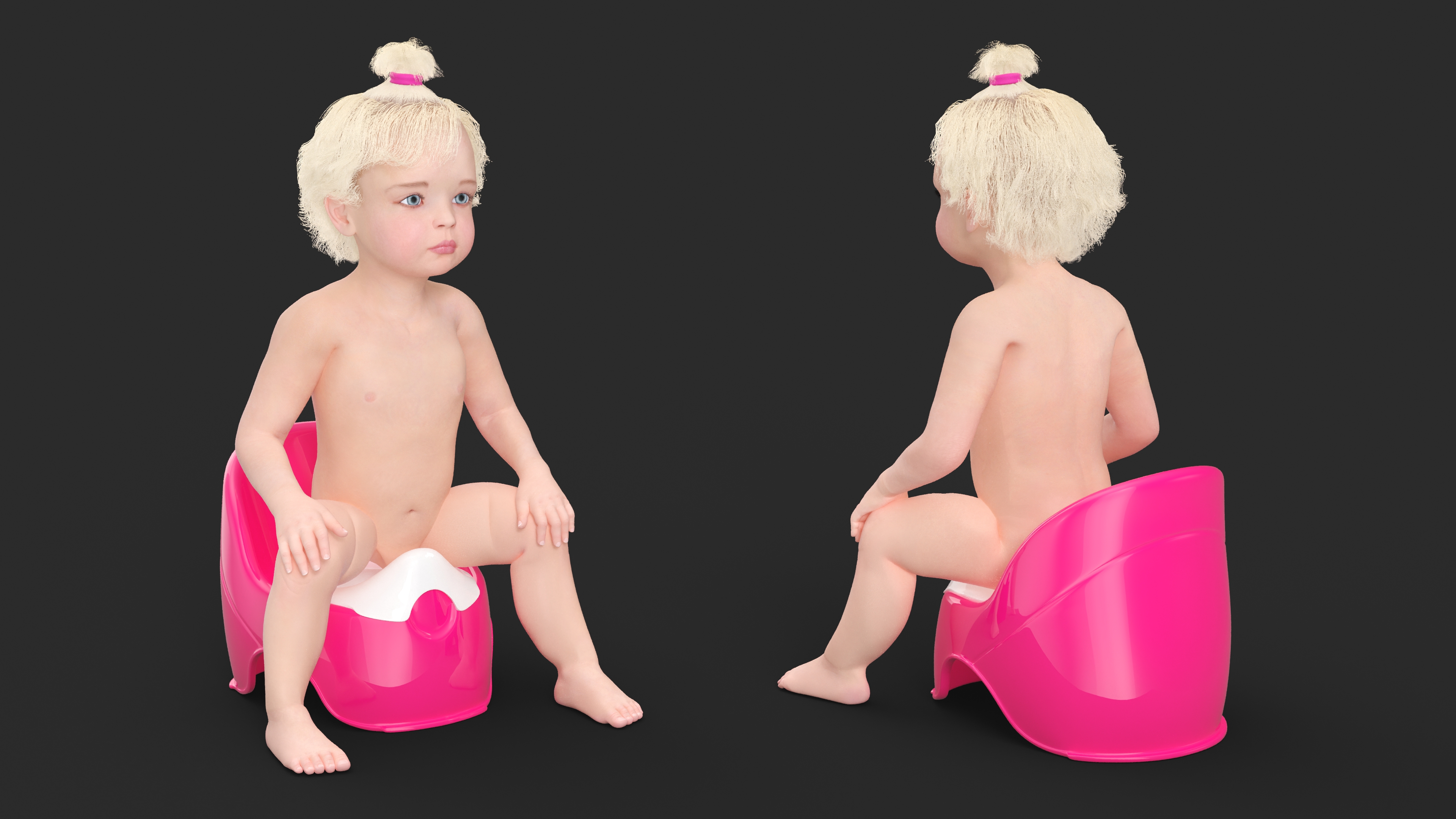 3D Toddler Girl on Potty