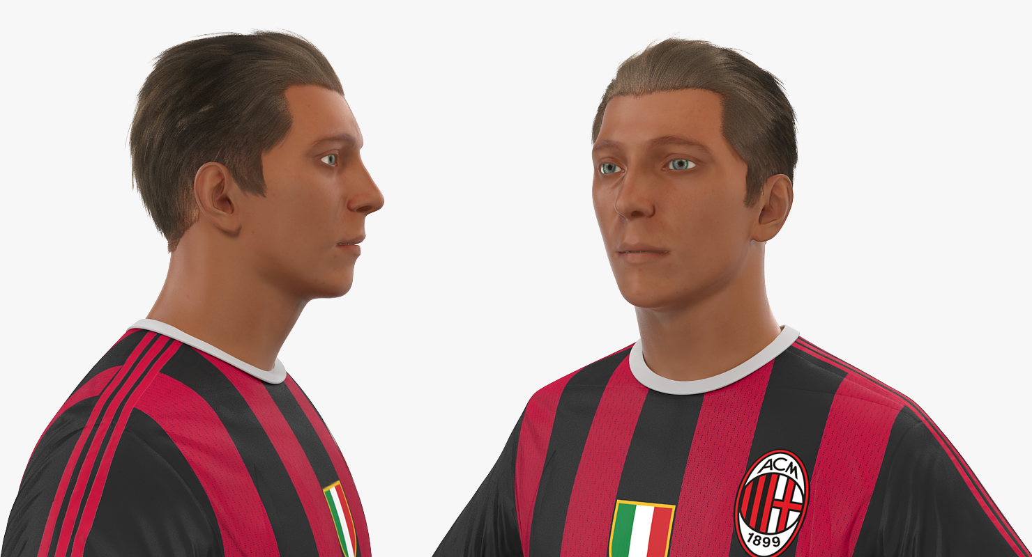 3D model Soccer or Football Player Milan Rigged 2