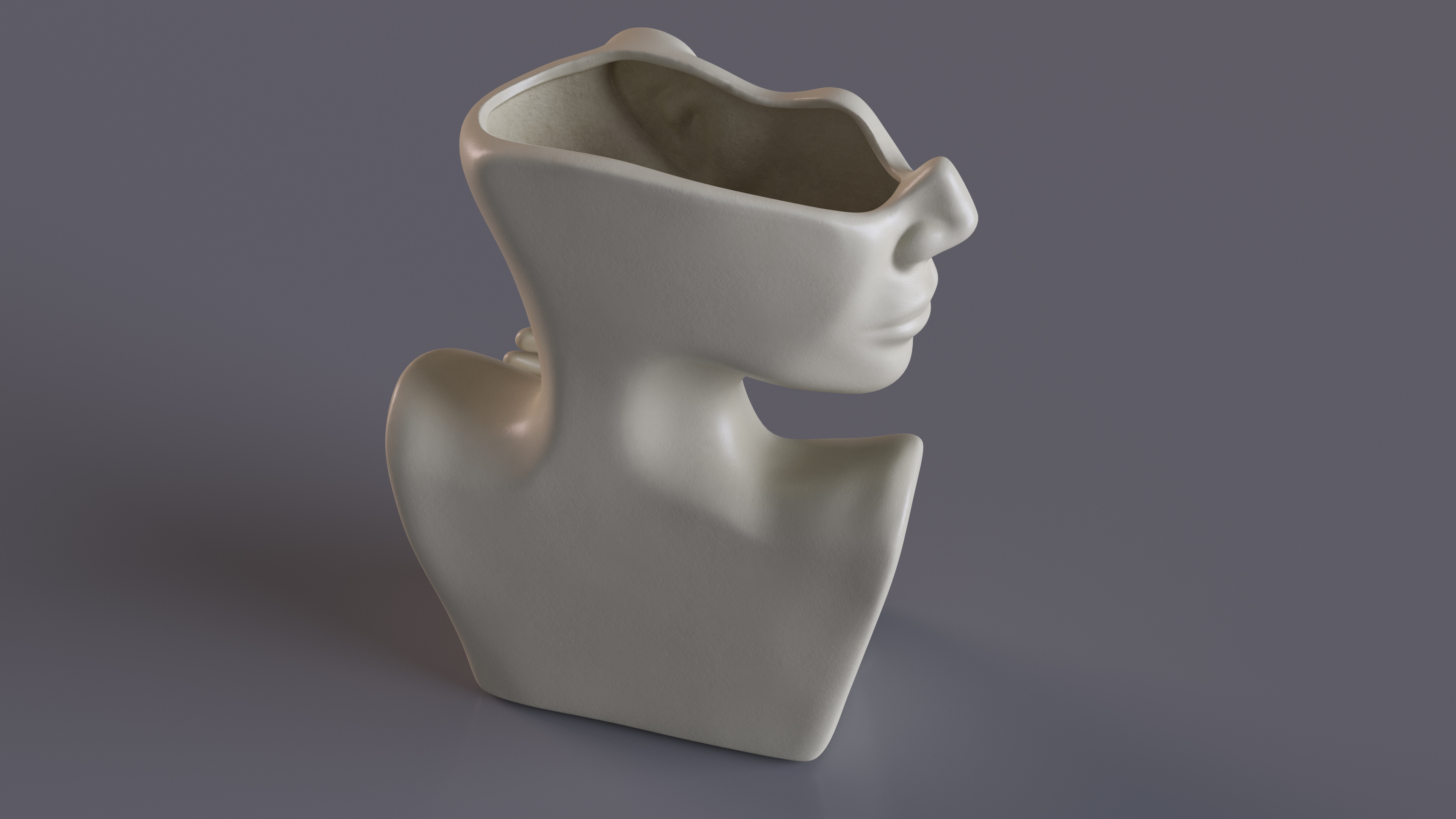 Abstract Bust Vase Beige 3D model