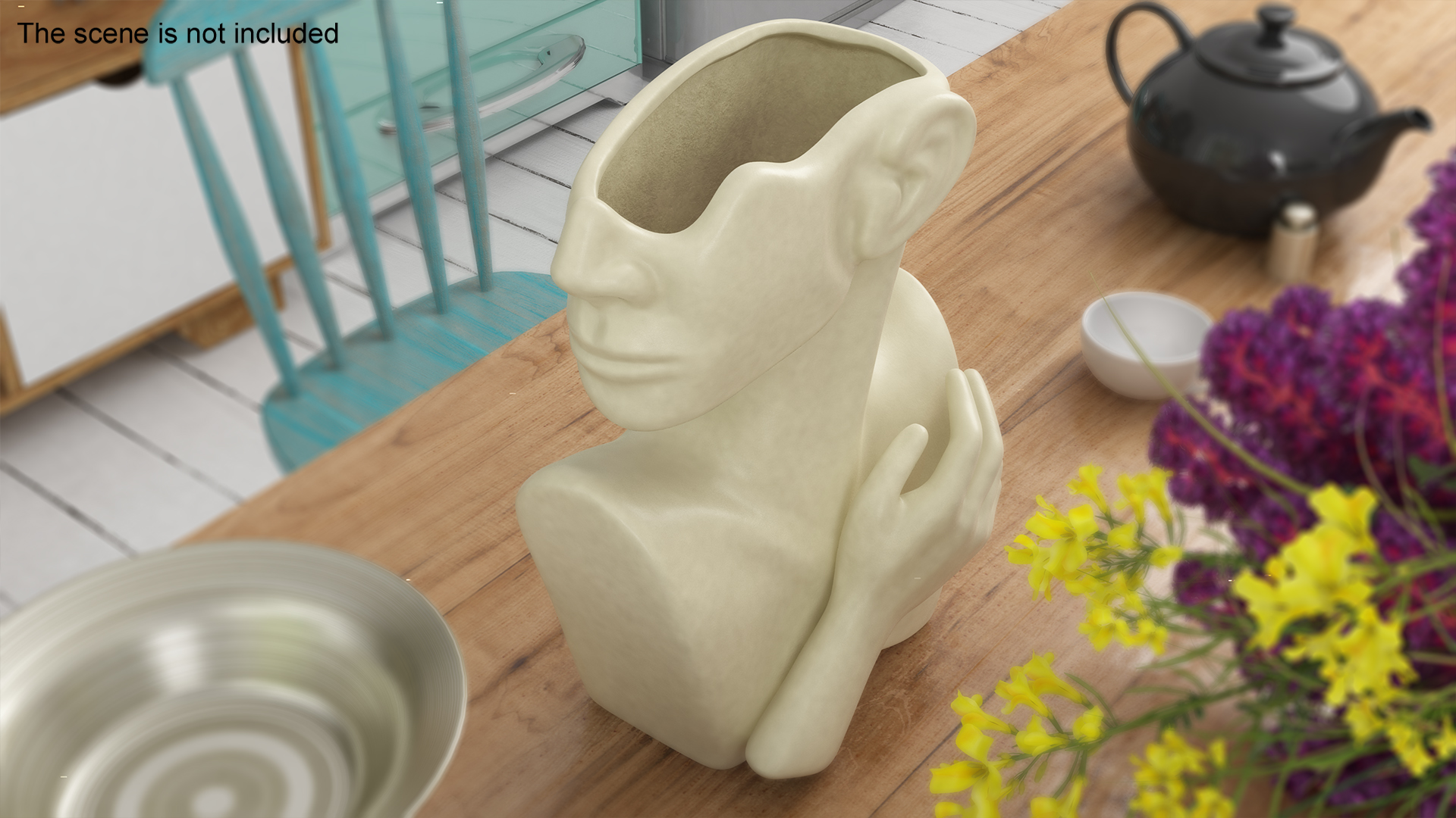 Abstract Bust Vase Beige 3D model