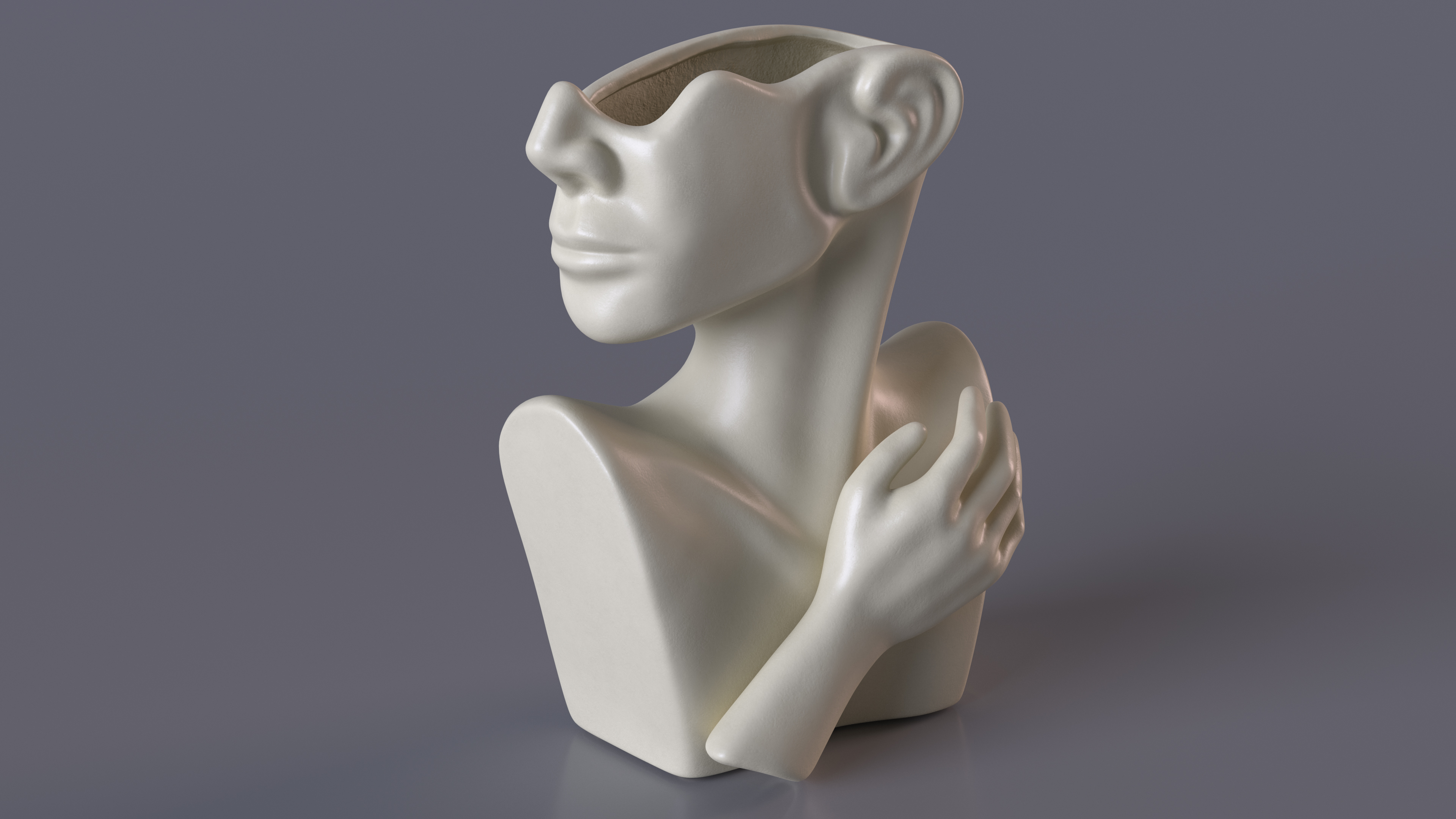 Abstract Bust Vase Beige 3D model