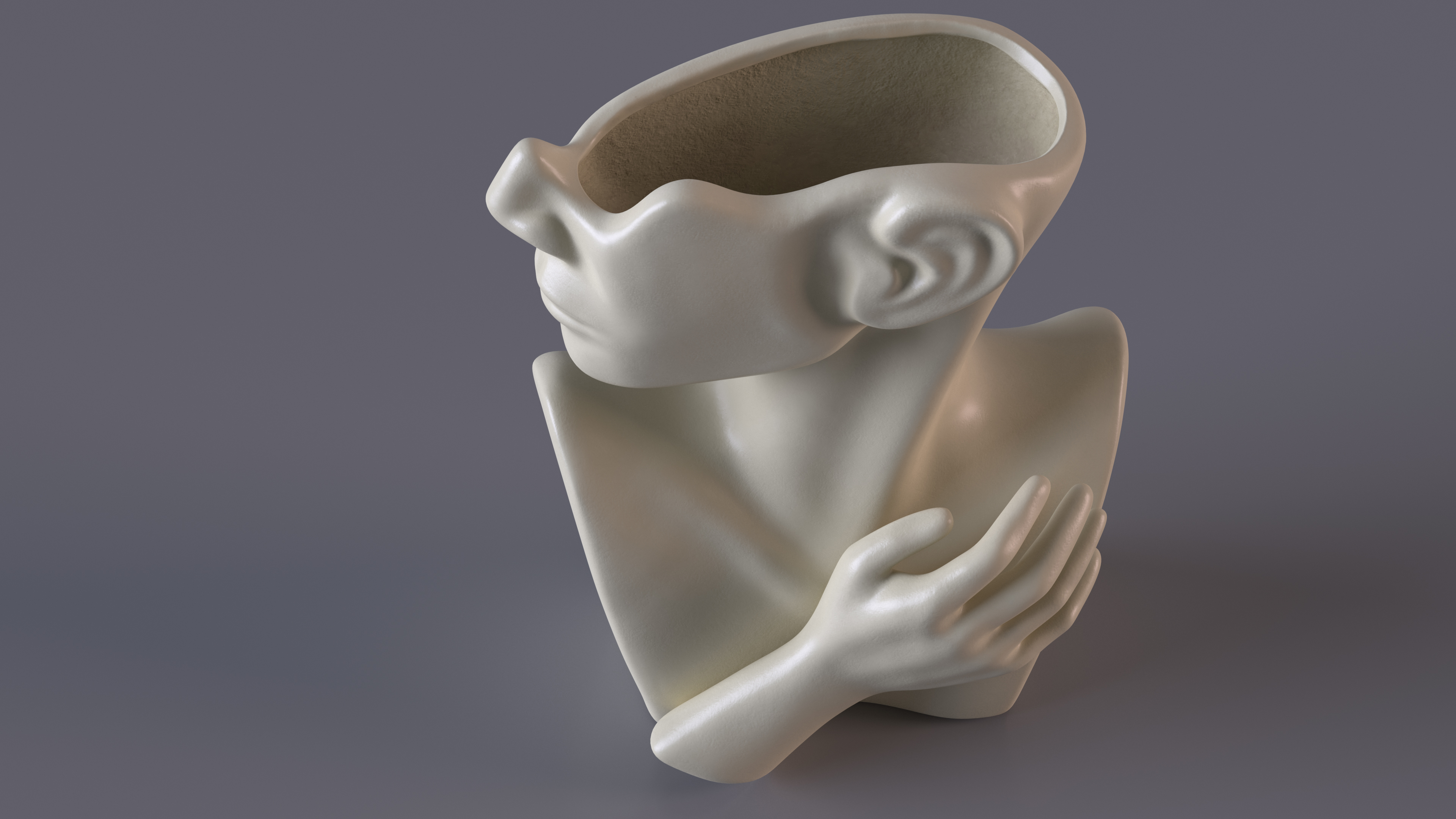 Abstract Bust Vase Beige 3D model