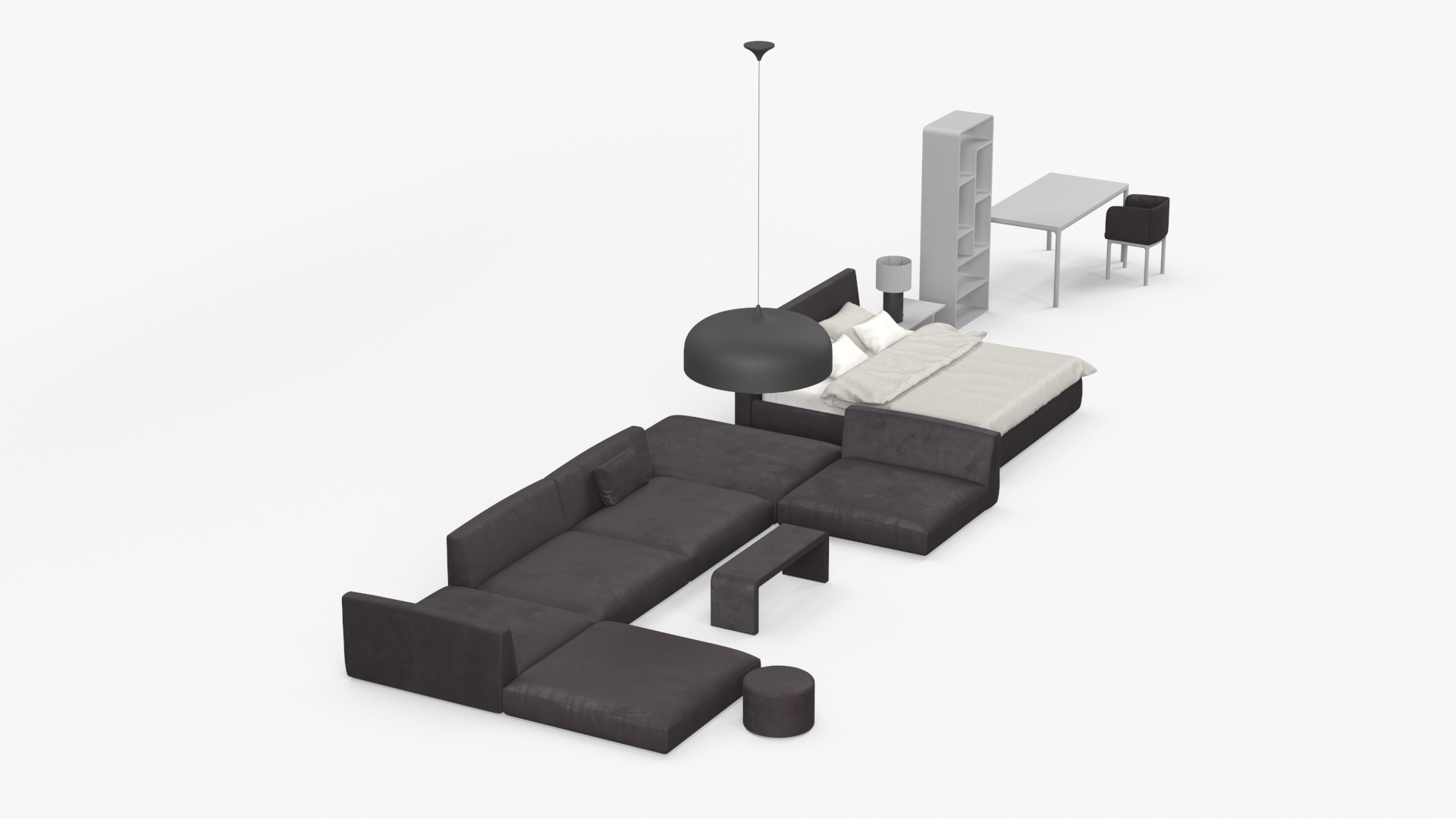 Contemporary Minimalist Furniture Set 3D