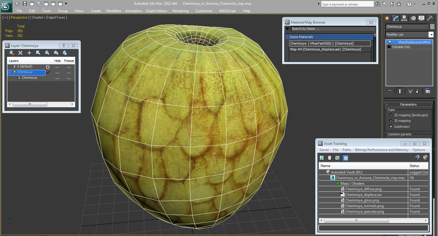 3D model Cherimoya or Annona Cherimola Fruit