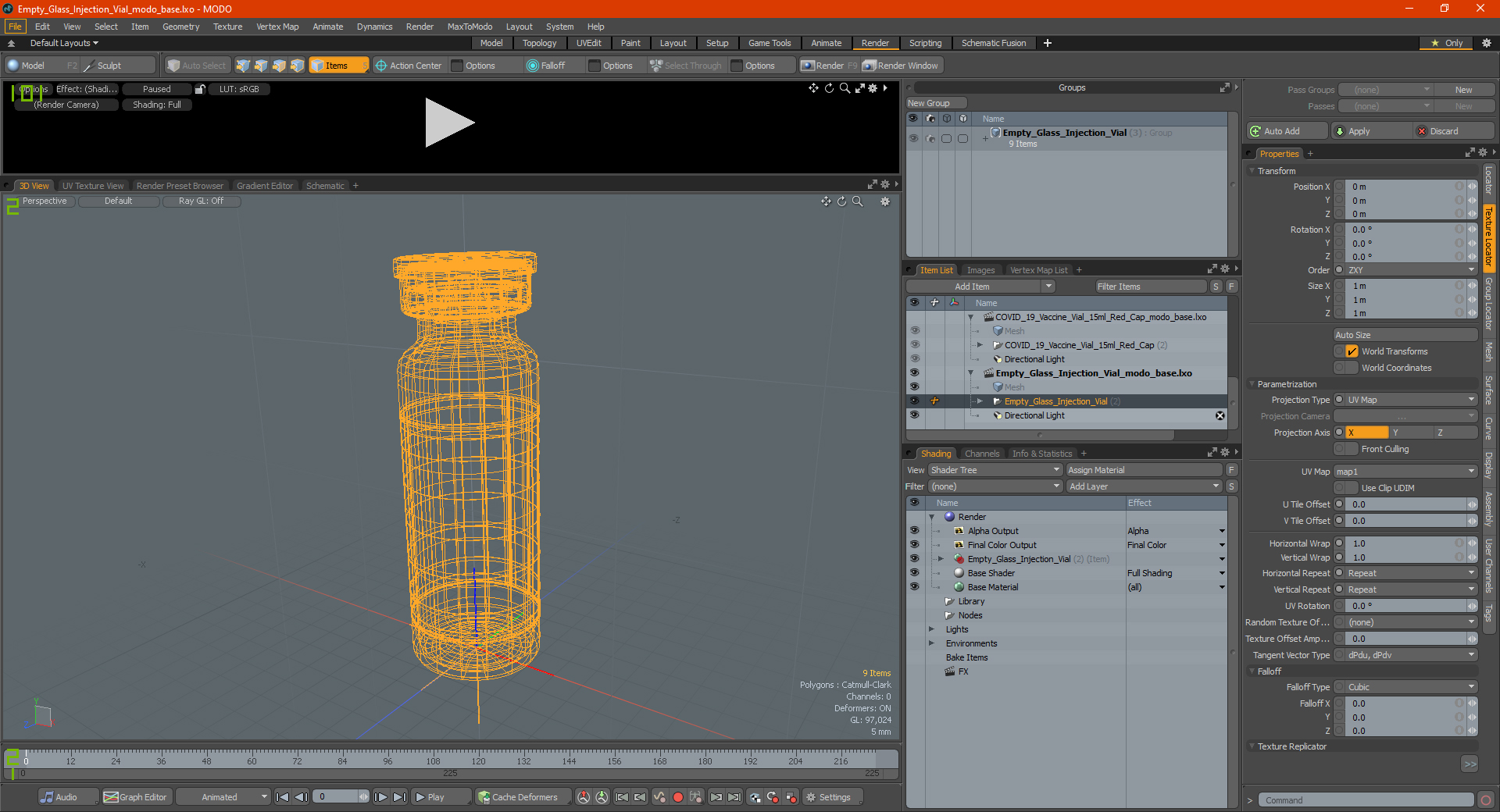 3D Empty Glass Injection Vial