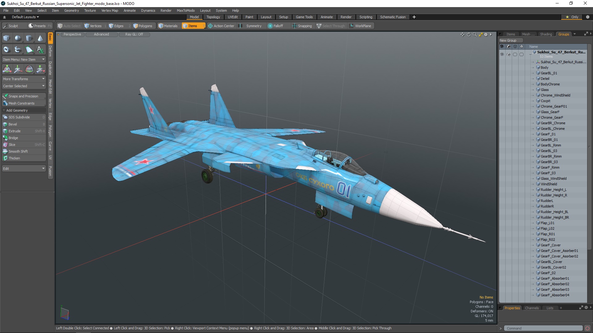 3D model Sukhoi Su 47 Berkut Russian Supersonic Jet Fighter