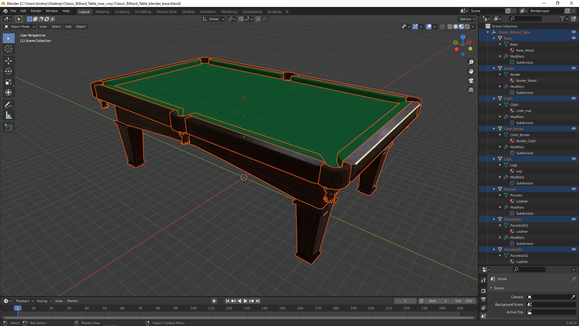 Classic Billiard Table 3D