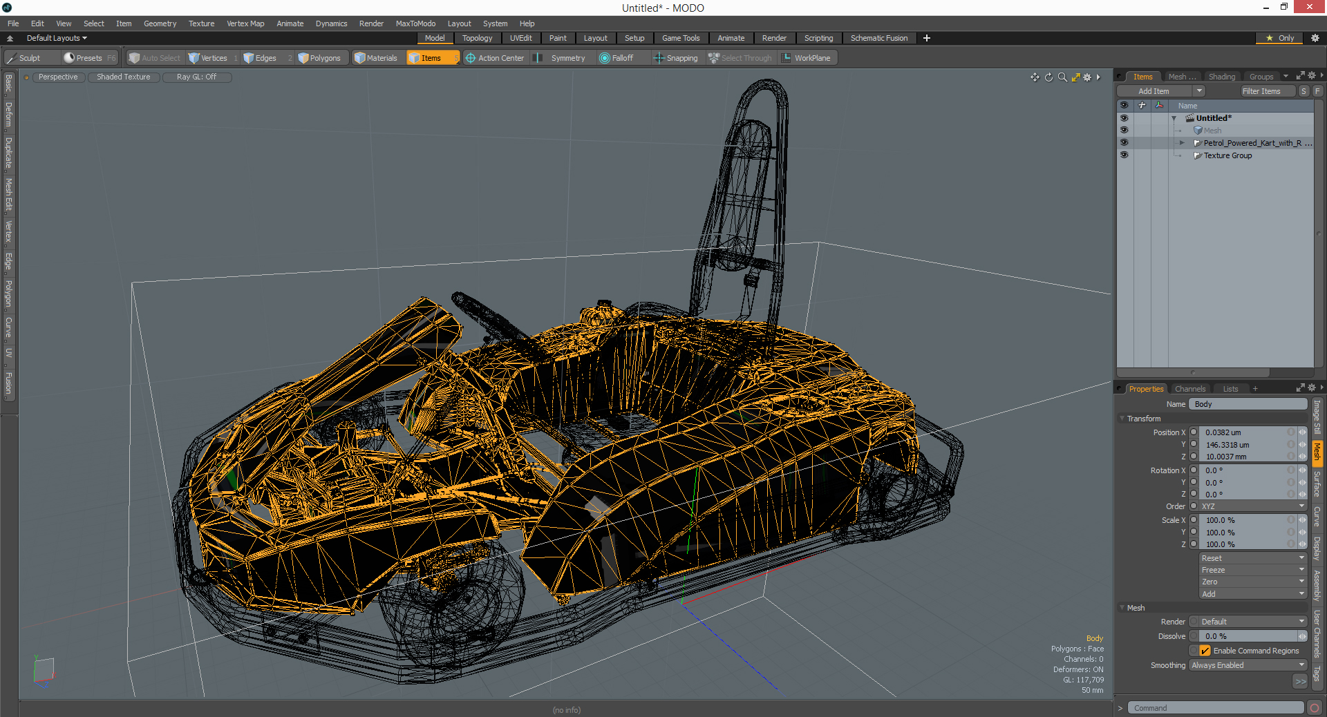 3D Petrol Powered Kart with Roll Bar model