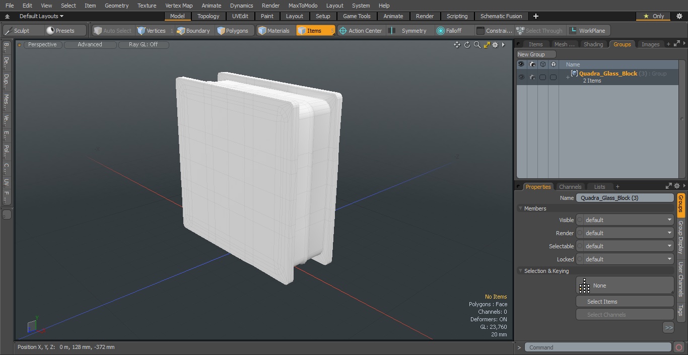 3D Quadra Glass Block model