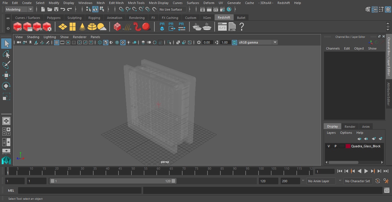 3D Quadra Glass Block model