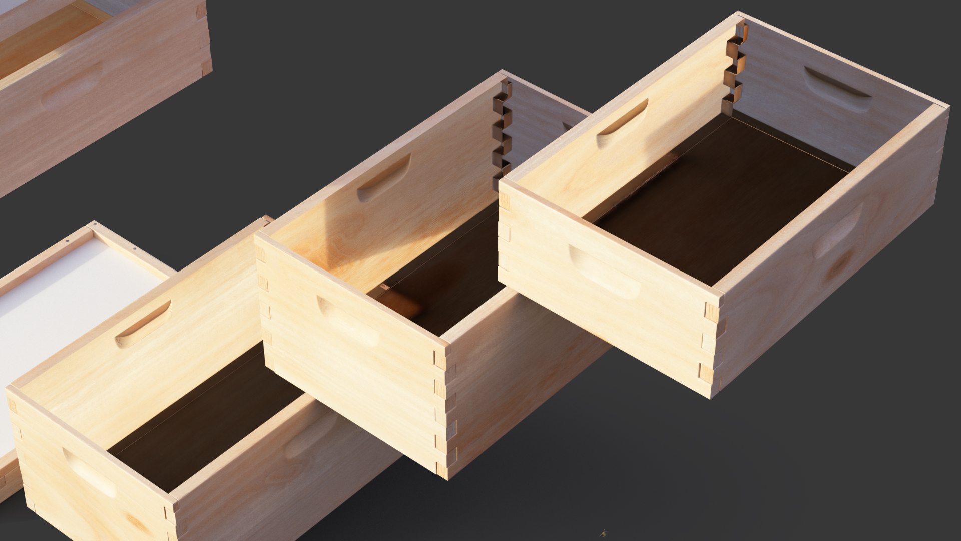 Wooden Beehive Brood Box with Bees 3D model