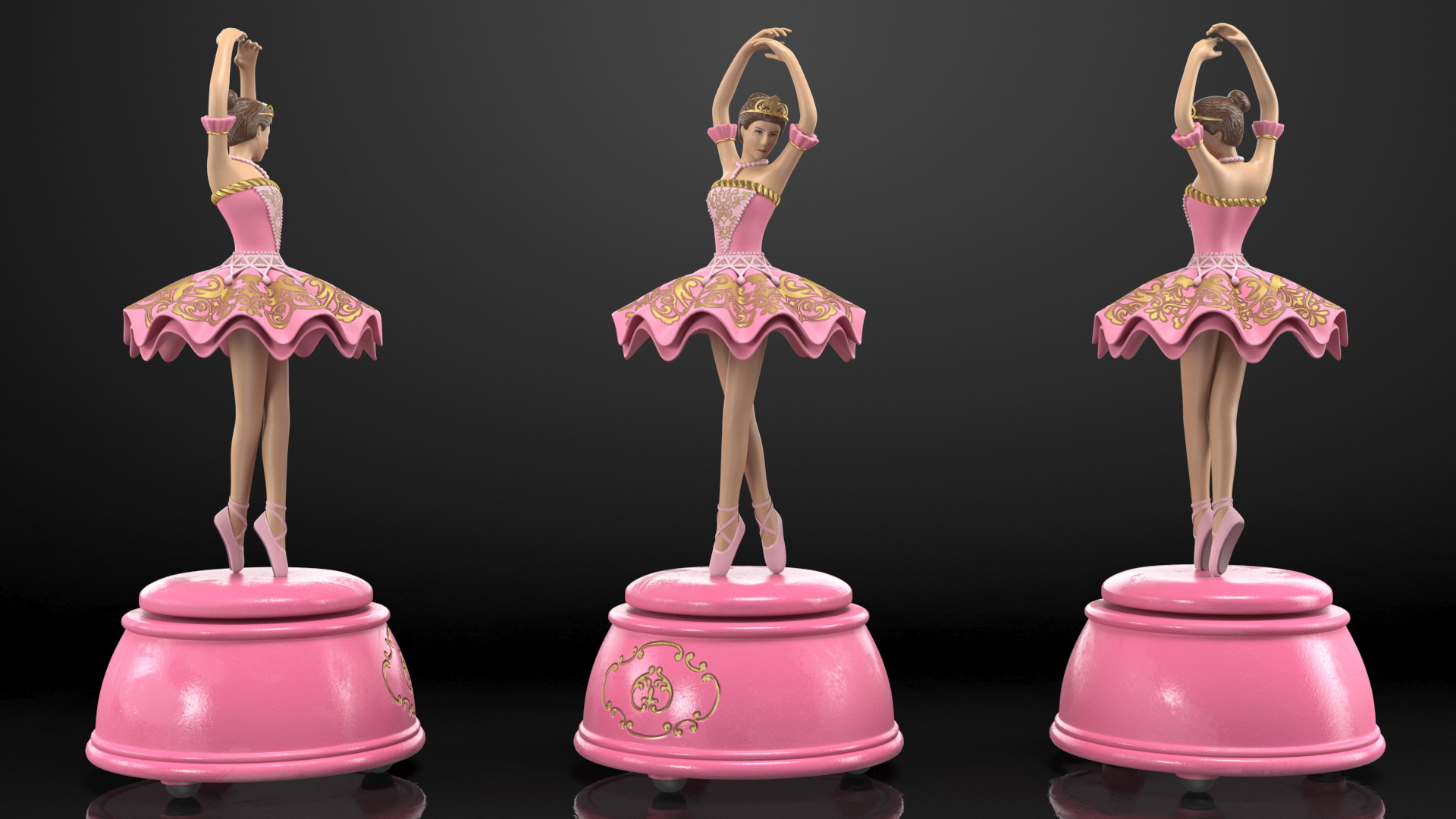 Ballerina Music Box Pink 3D model