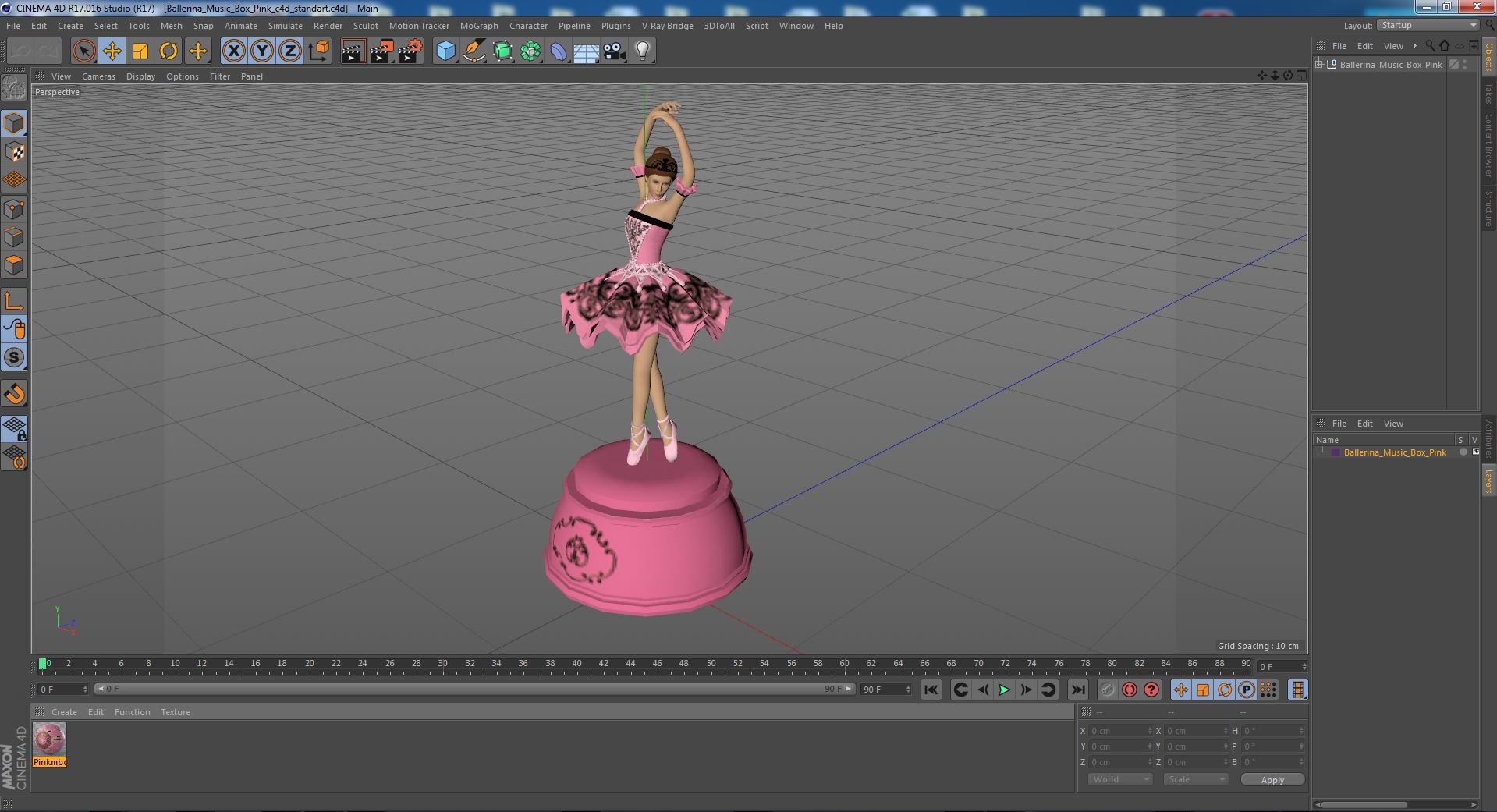 Ballerina Music Box Pink 3D model