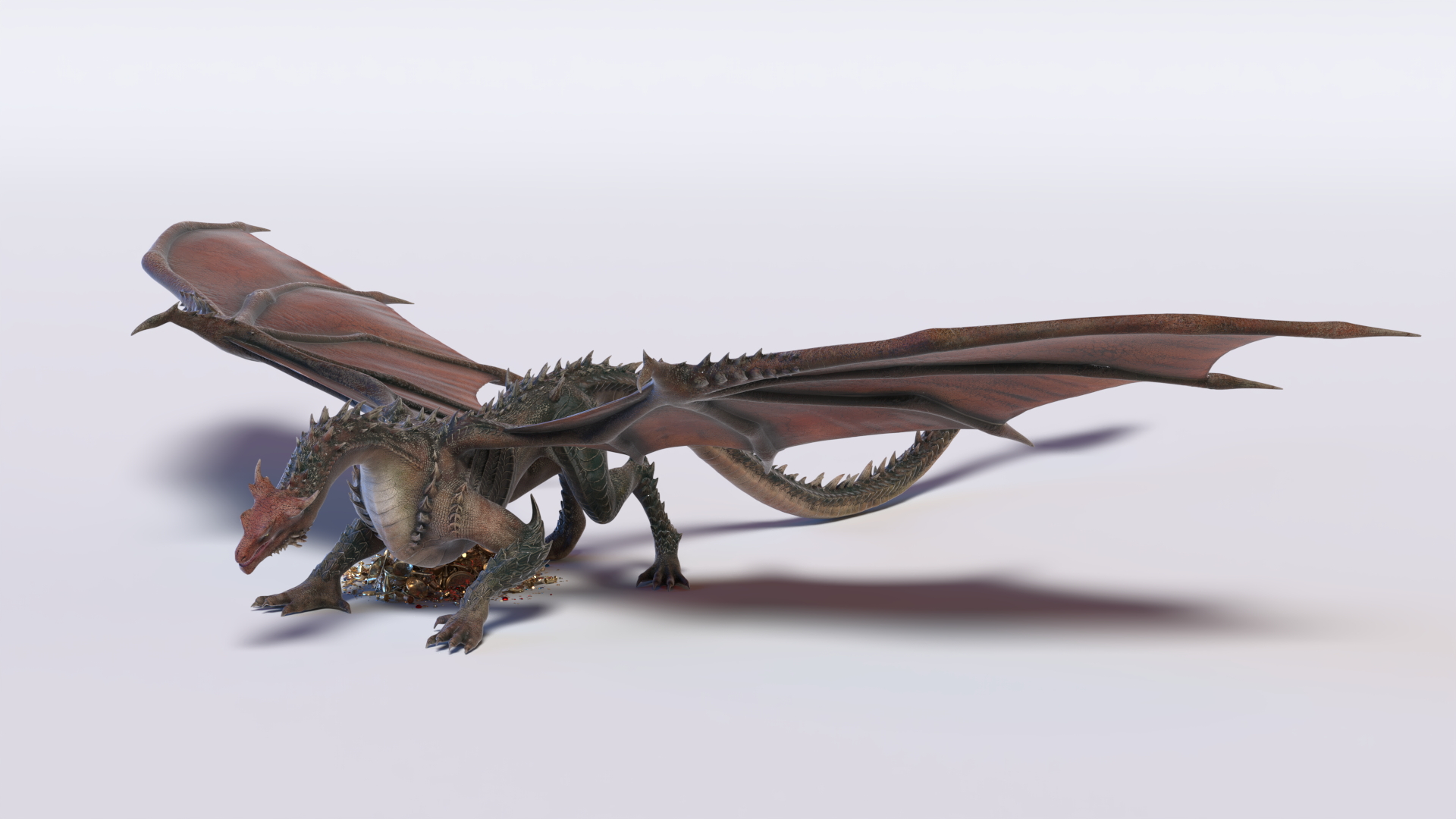 3D model Dragon Guarding Treasures