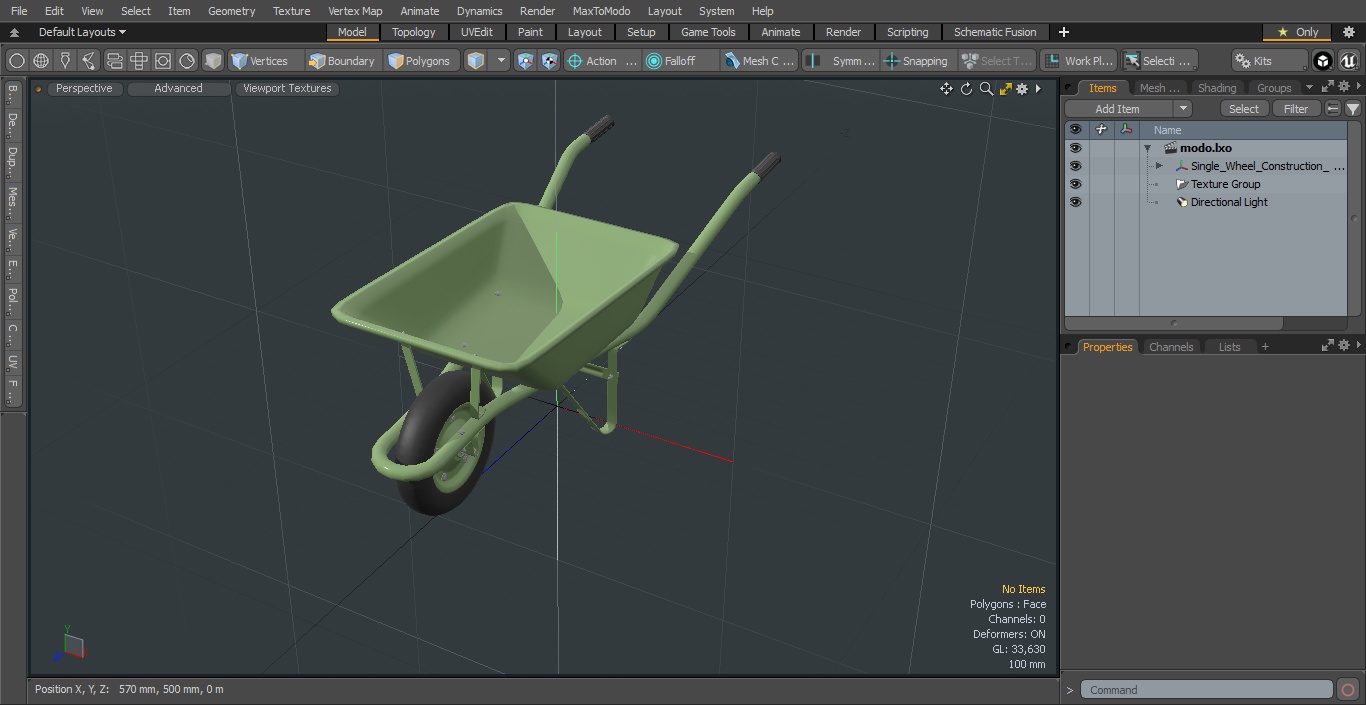 Single Wheel Construction Trolley Green 3D model