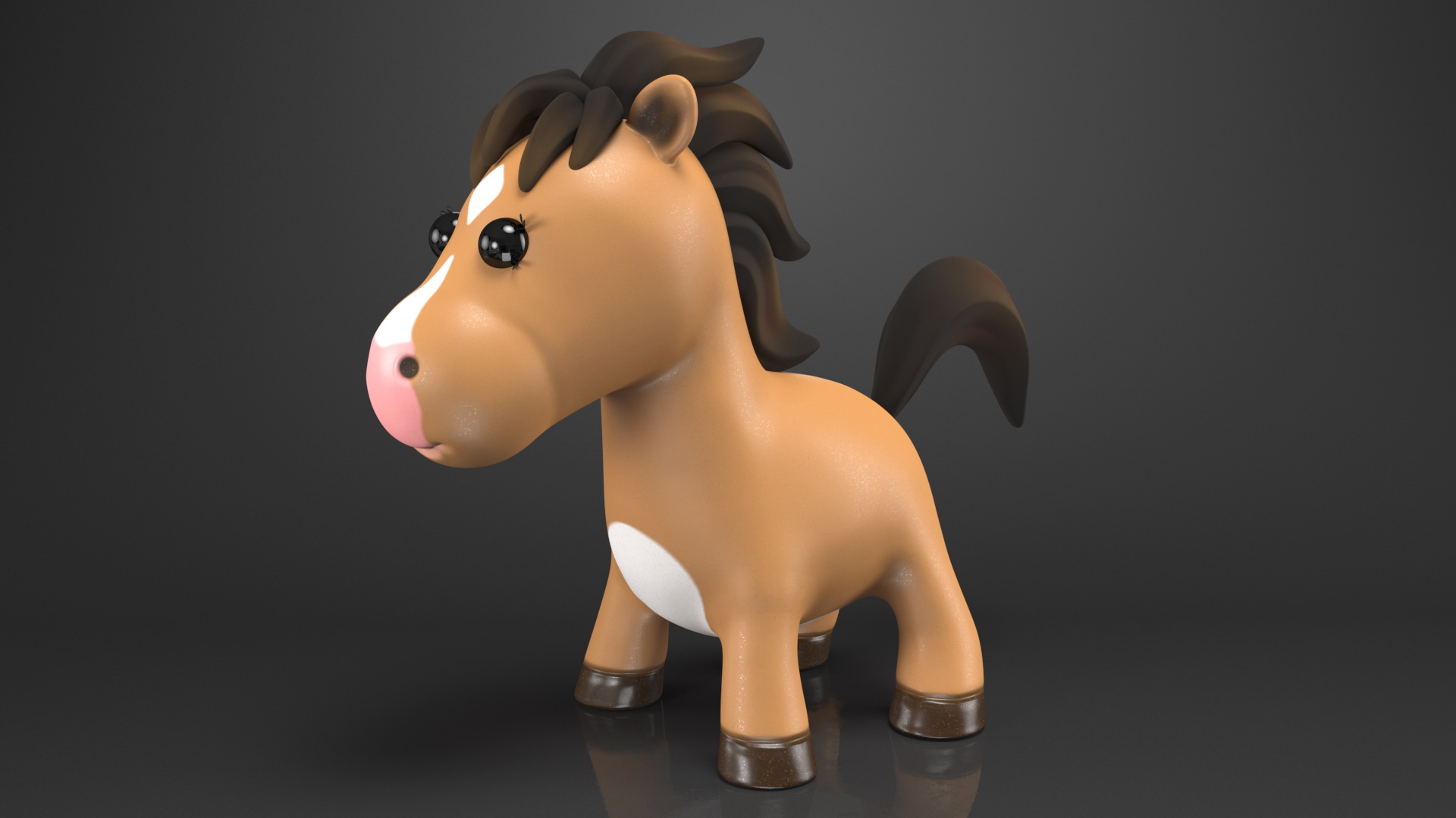 Brown Cartoon Horse 3D model