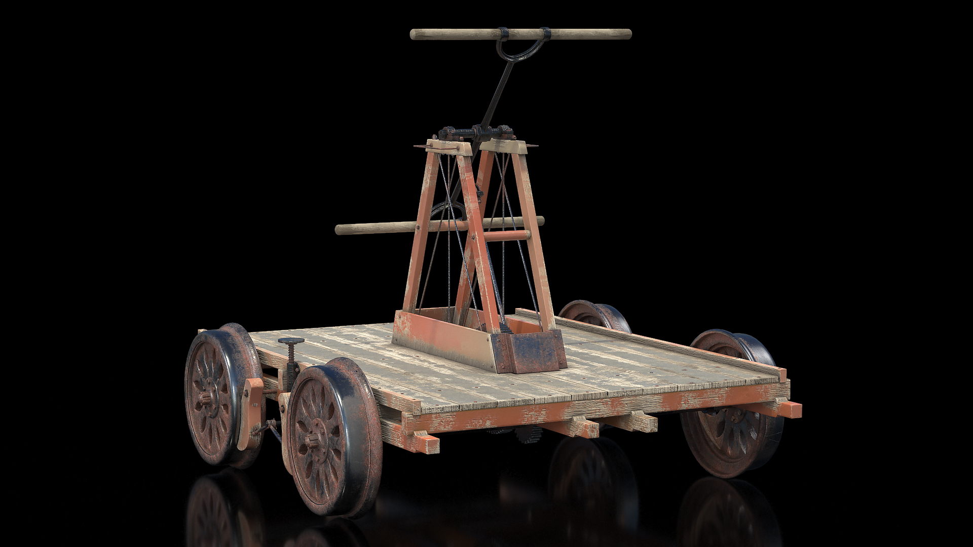 3D model Vintage Railway Handcar Rigged