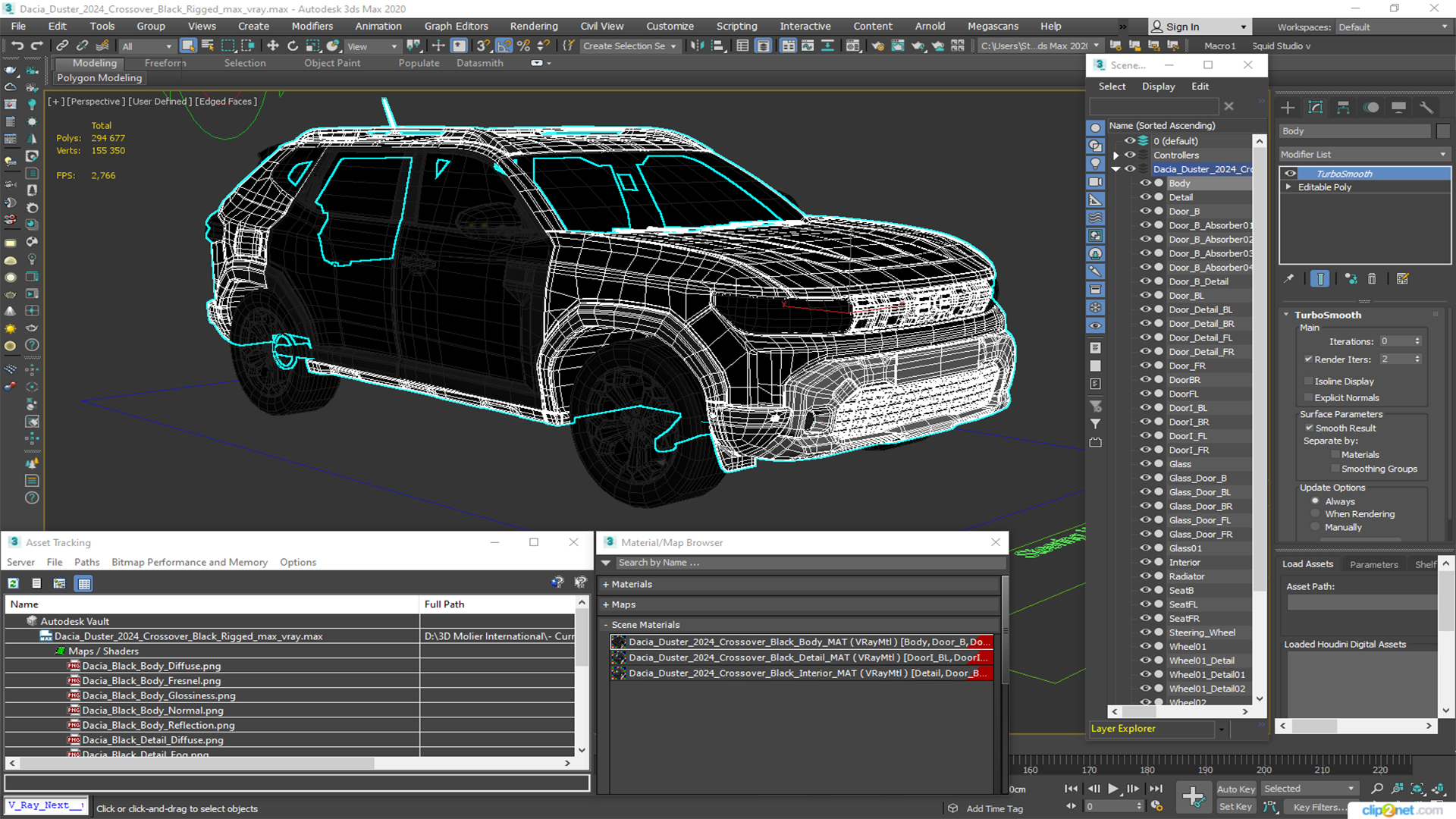 3D model Dacia Duster 2024 Crossover Black Rigged