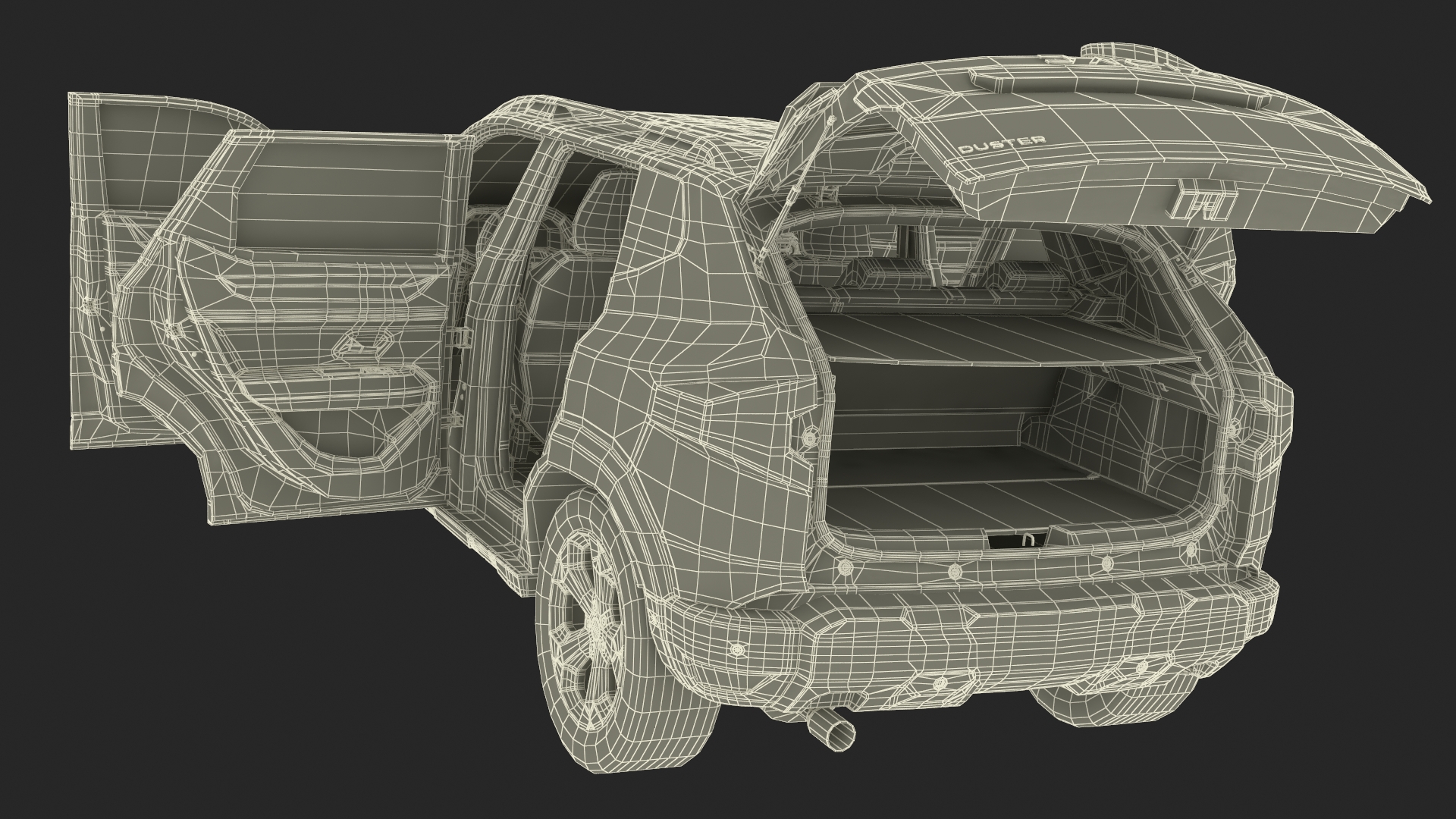 3D model Dacia Duster 2024 Crossover Black Rigged