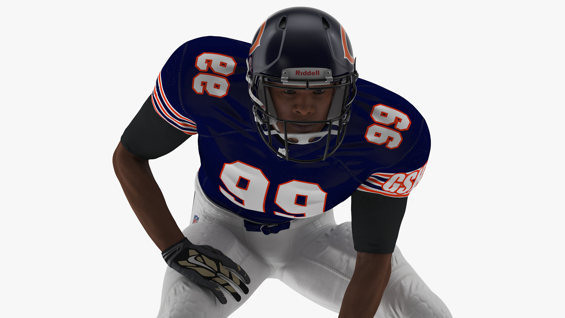 Chicago Bears American Football Player Crouching Fur 3D