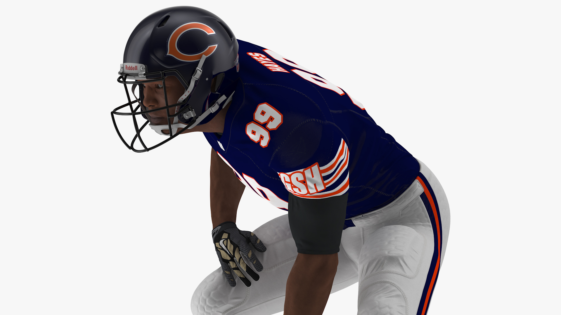 Chicago Bears American Football Player Crouching Fur 3D