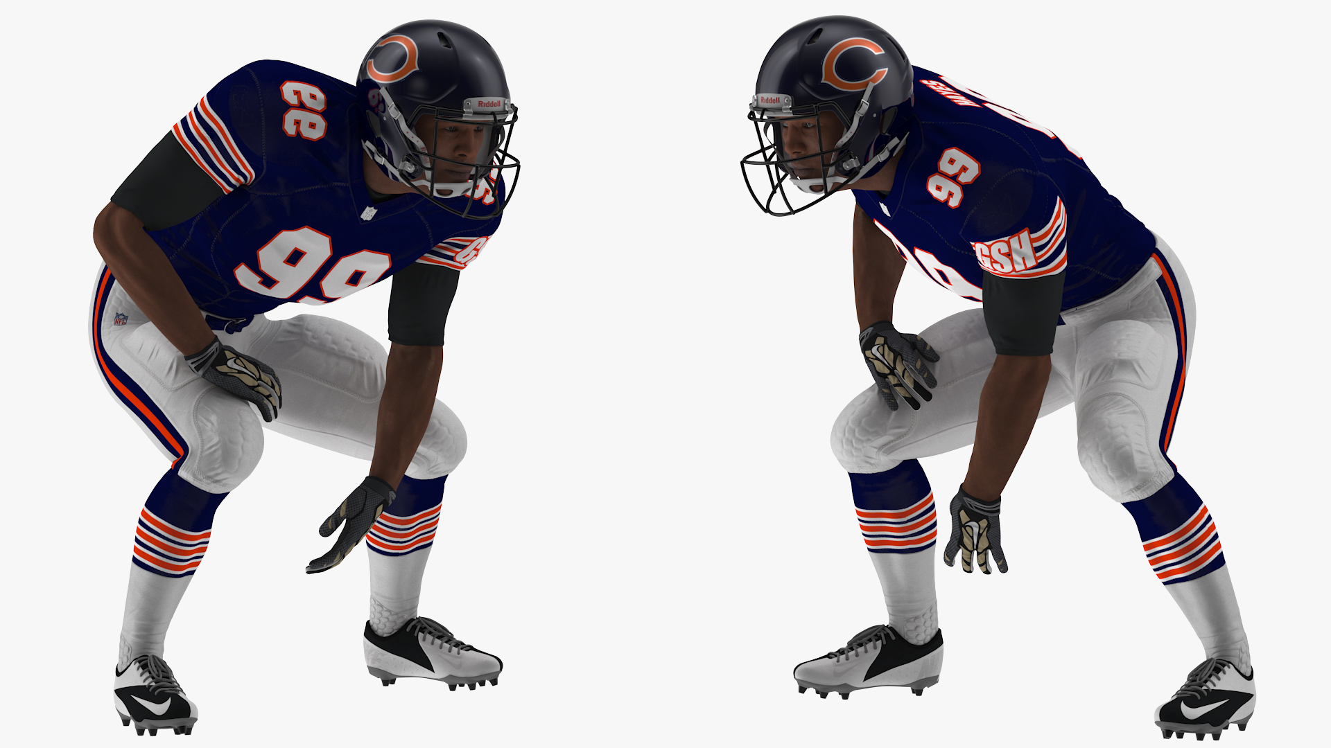 Chicago Bears American Football Player Crouching Fur 3D