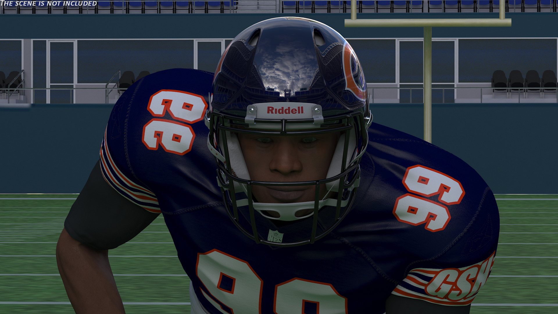 Chicago Bears American Football Player Crouching Fur 3D