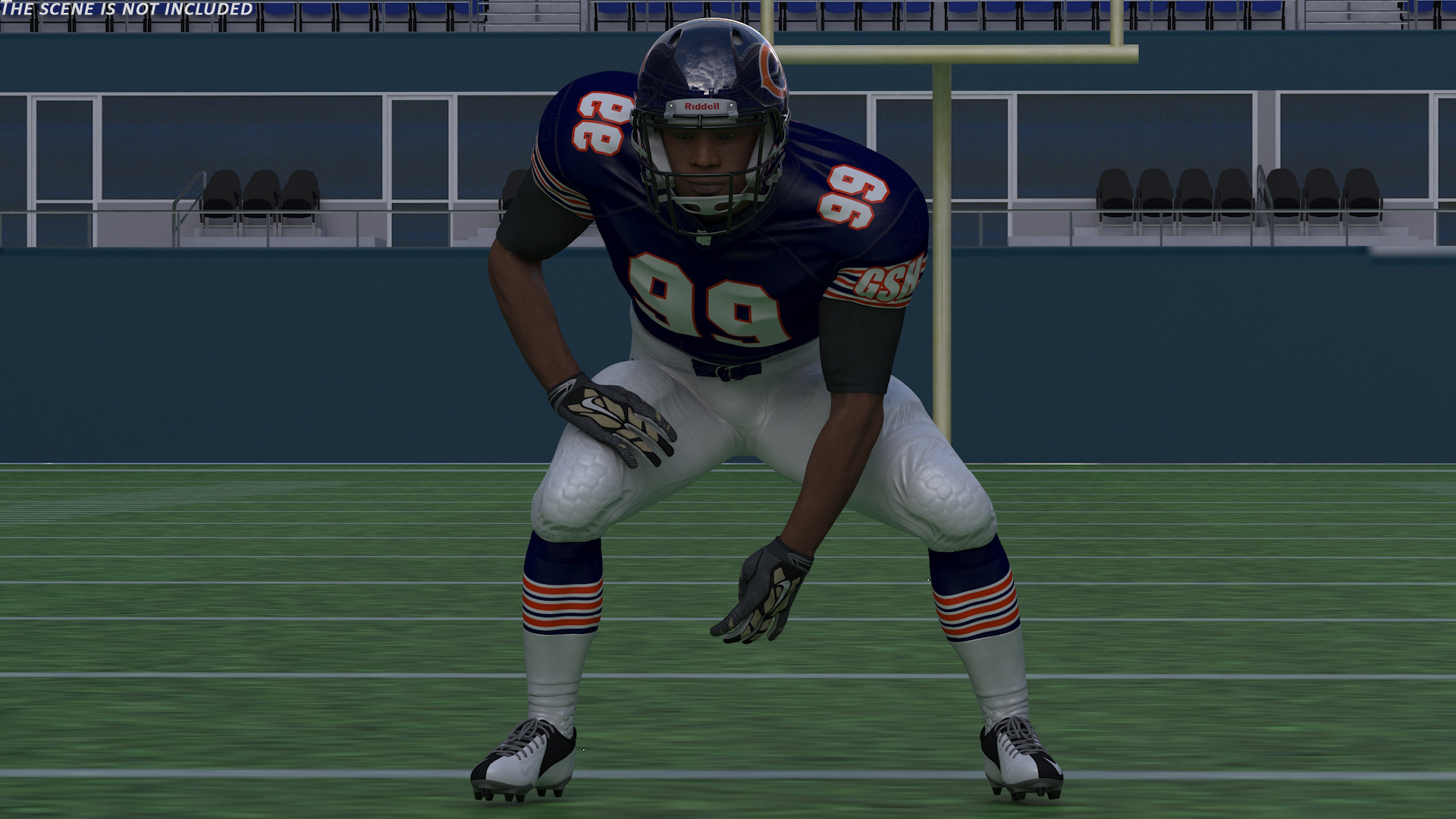 Chicago Bears American Football Player Crouching Fur 3D