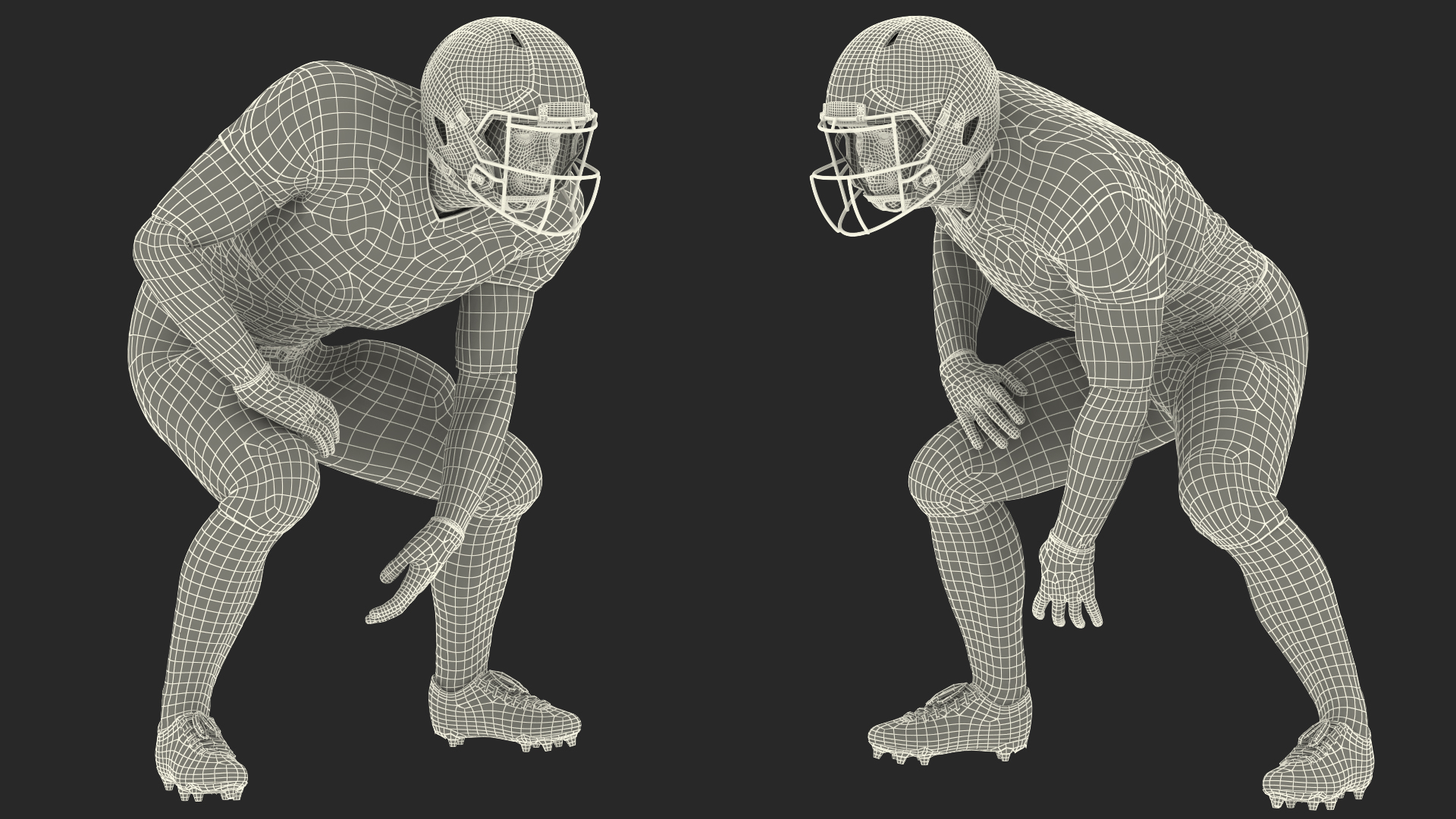 Chicago Bears American Football Player Crouching Fur 3D