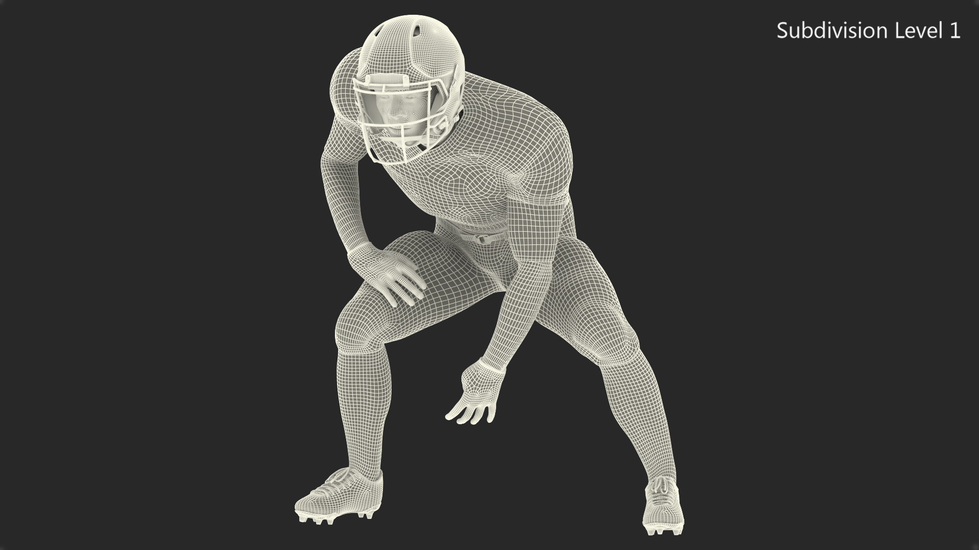 Chicago Bears American Football Player Crouching Fur 3D