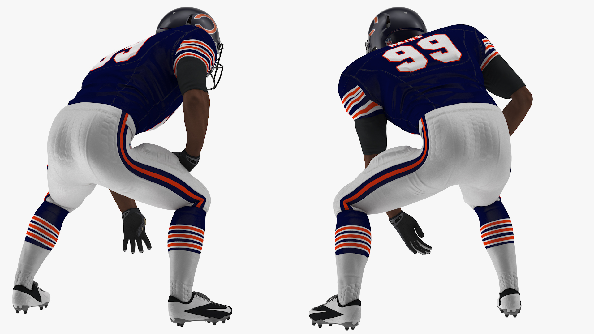 Chicago Bears American Football Player Crouching Fur 3D