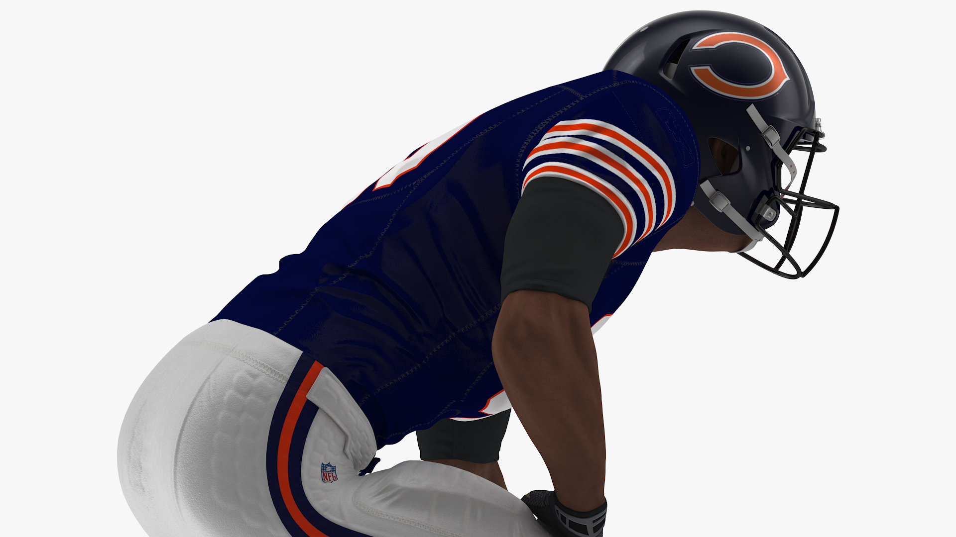 Chicago Bears American Football Player Crouching Fur 3D