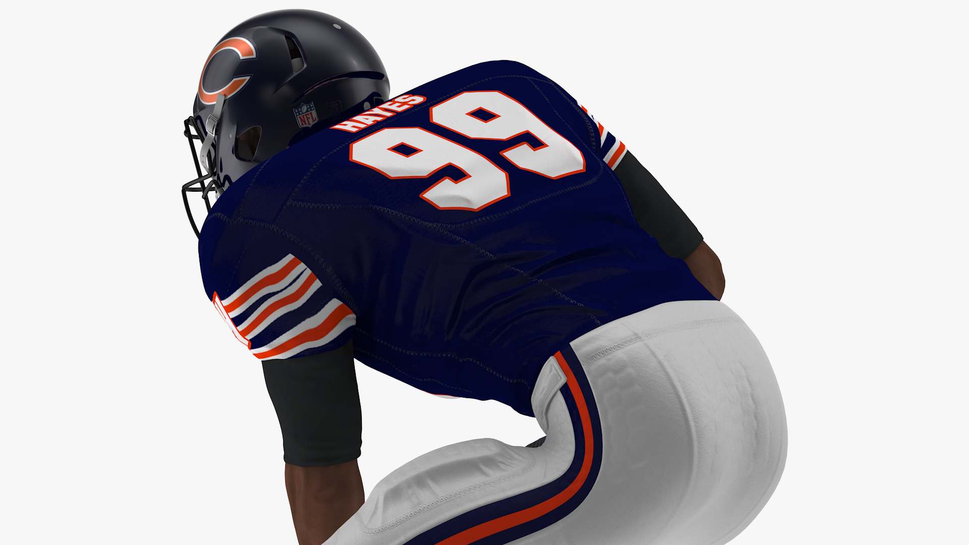 Chicago Bears American Football Player Crouching Fur 3D