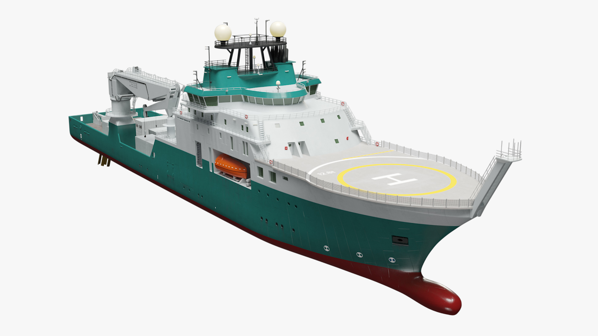 Construction Vessel with Helipad 3D