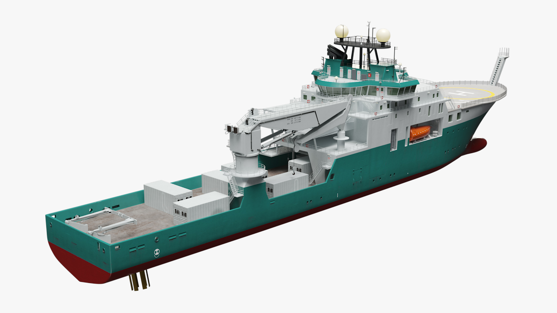 Construction Vessel with Helipad 3D