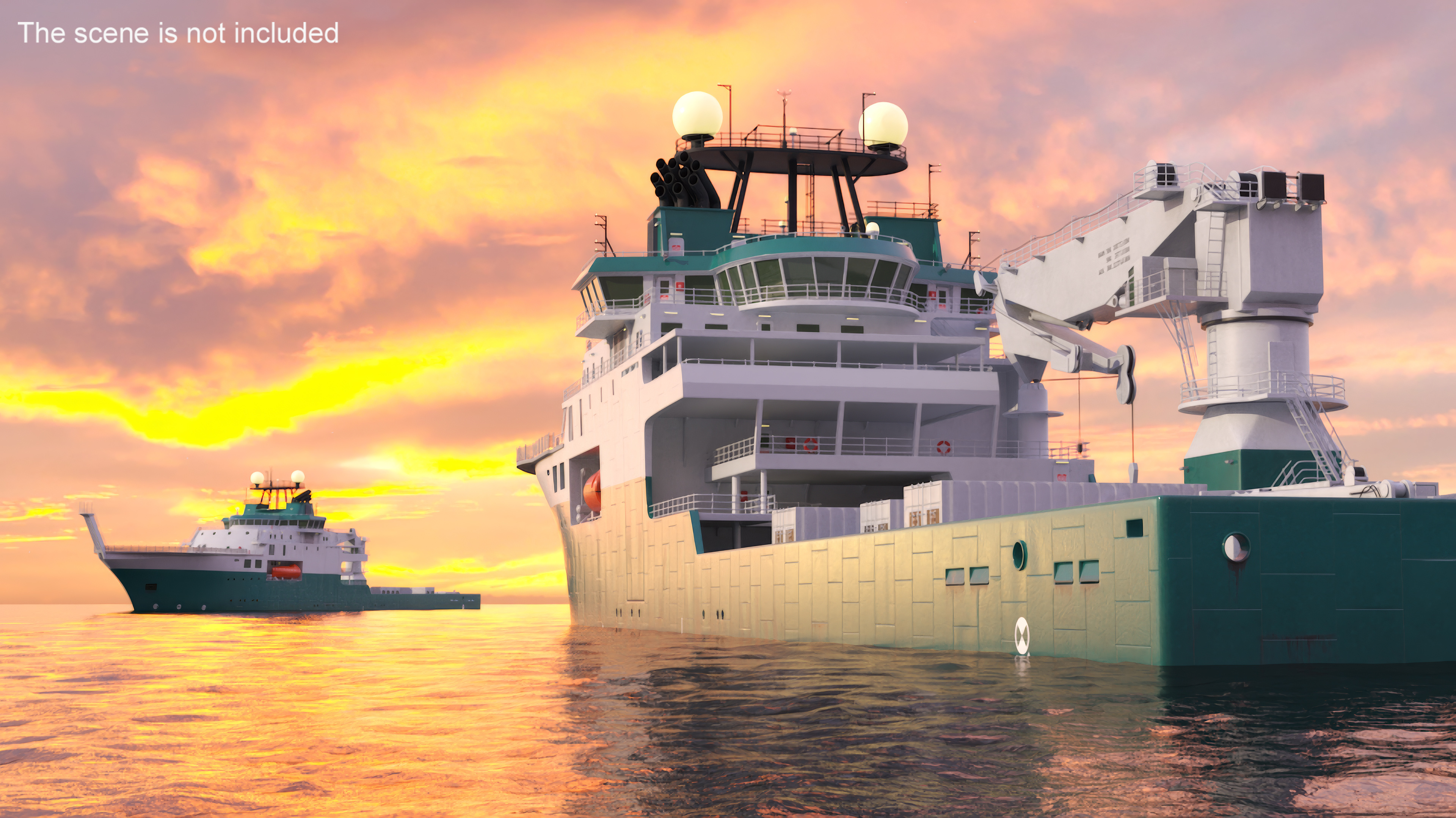 Construction Vessel with Helipad 3D