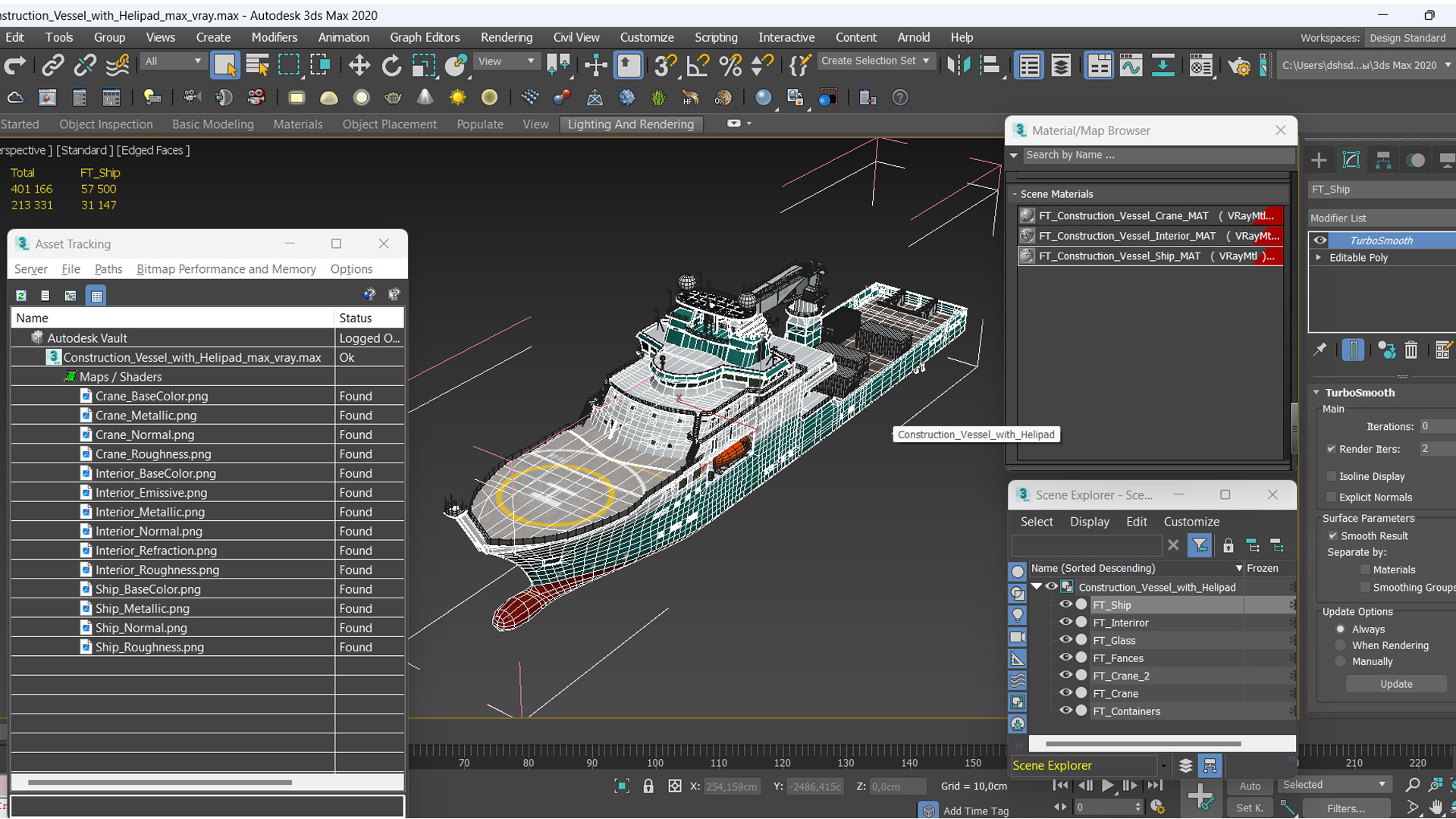 Construction Vessel with Helipad 3D