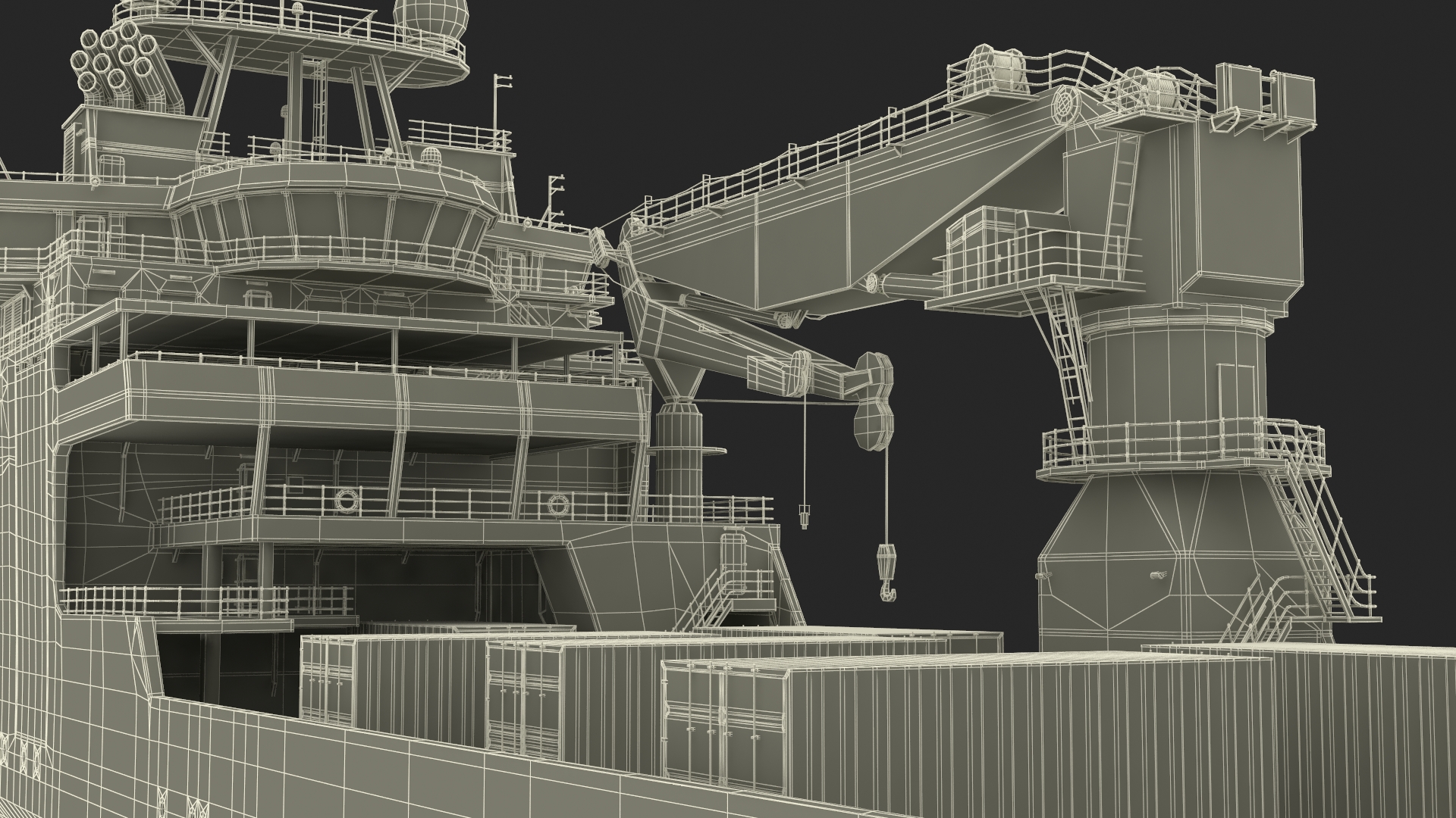 Construction Vessel with Helipad 3D