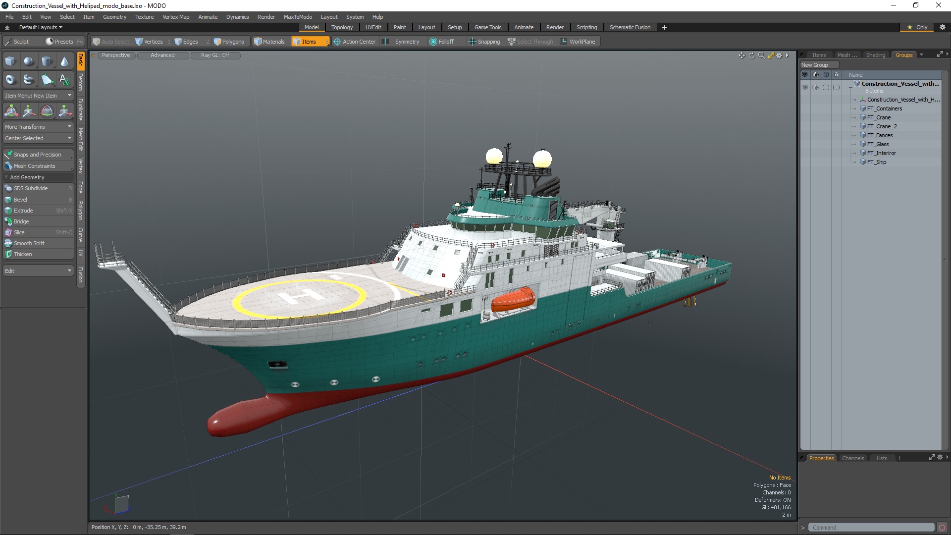 Construction Vessel with Helipad 3D