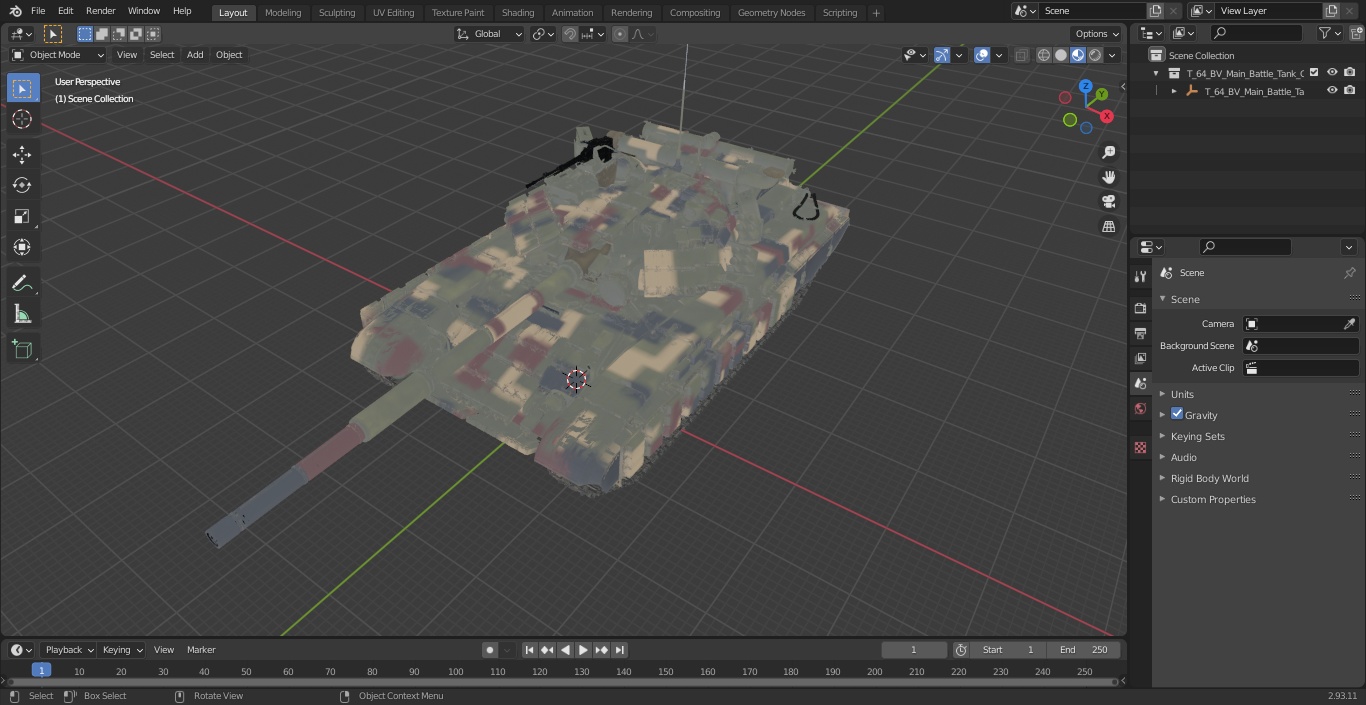 3D model T-64 BV Main Battle Tank Camo Clean