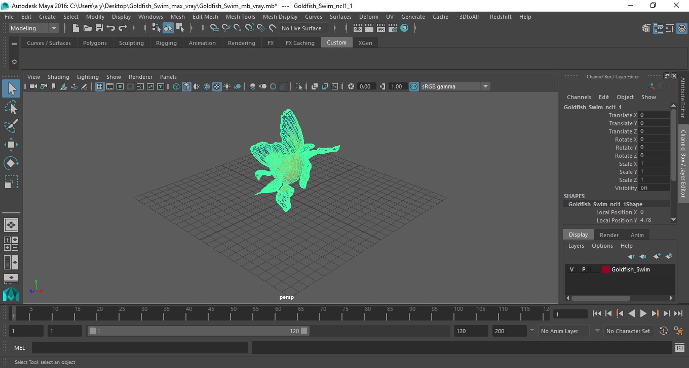 3D Goldfish Swim model