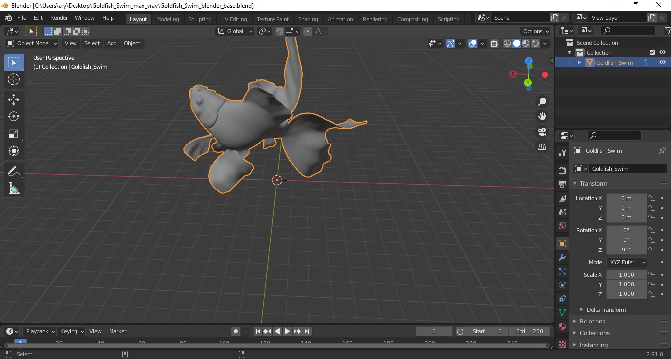 3D Goldfish Swim model