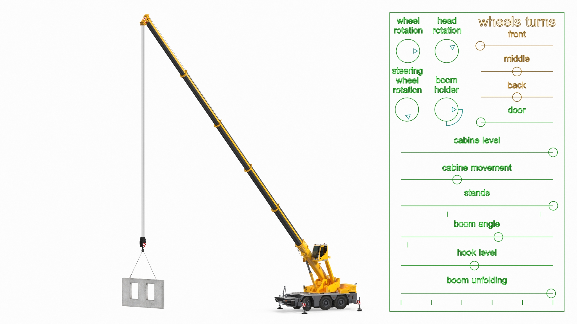 3D Mobile Crane Liebherr Working Rigged