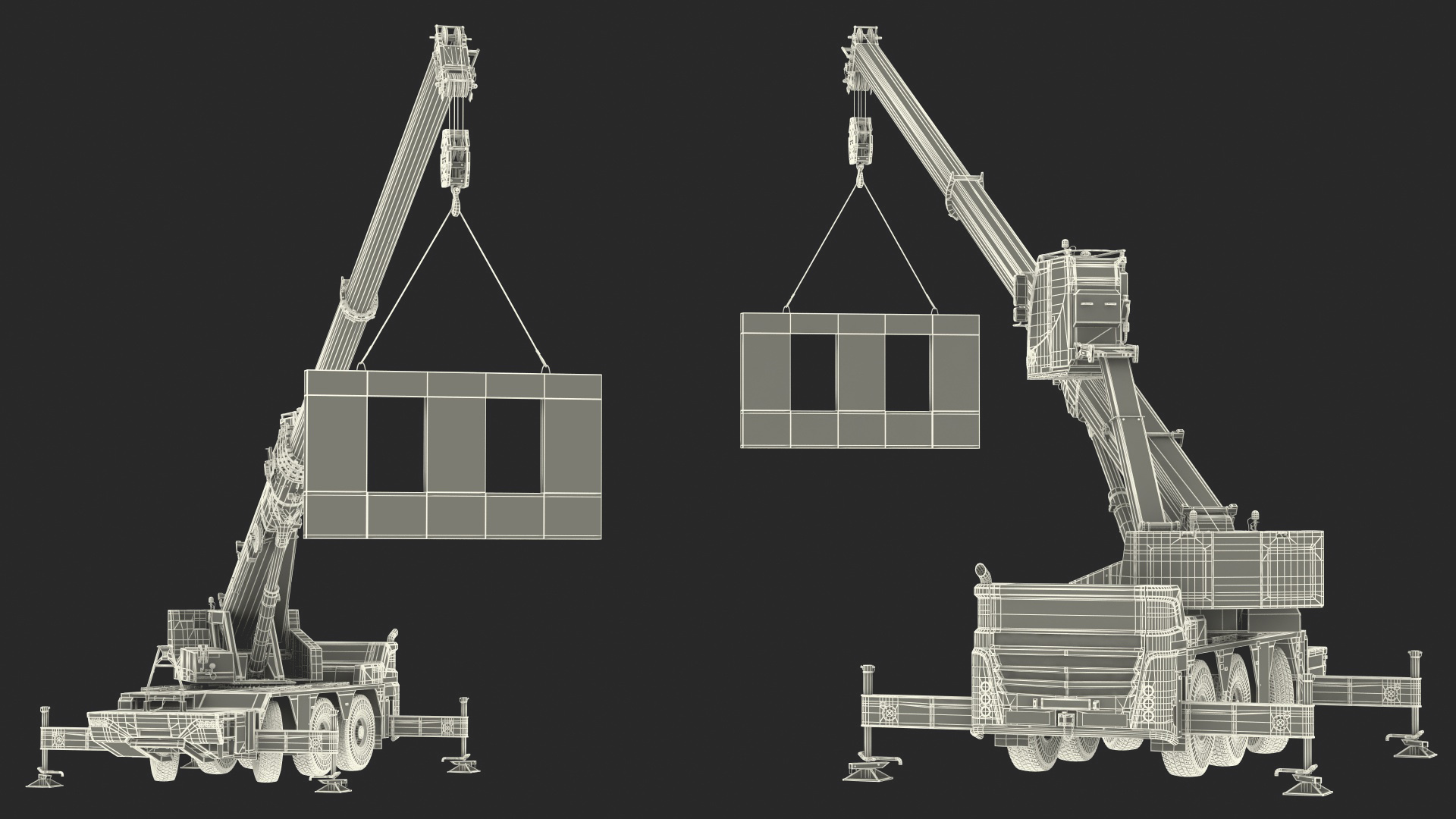 3D Mobile Crane Liebherr Working Rigged