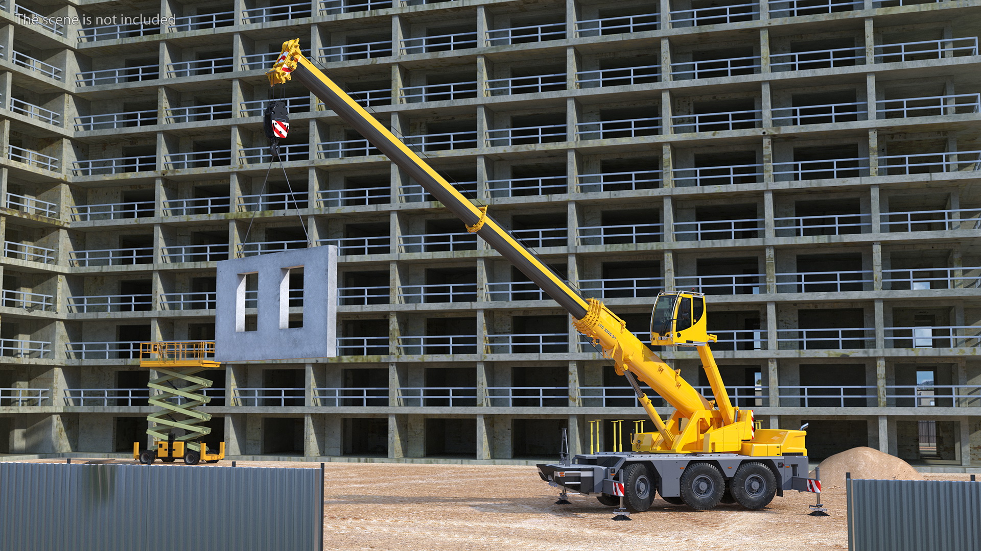 3D Mobile Crane Liebherr Working Rigged